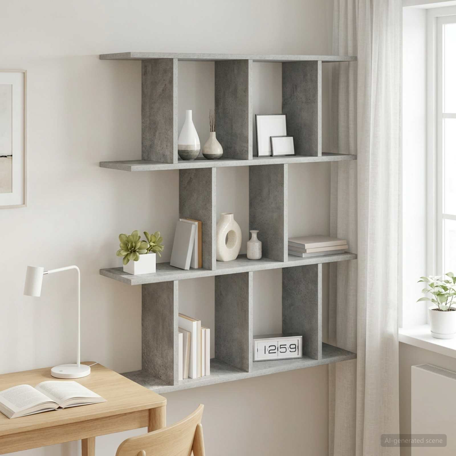vidaXL Wandregal Betongrau 102 x 20 x 96 cm Holzwerkstoff