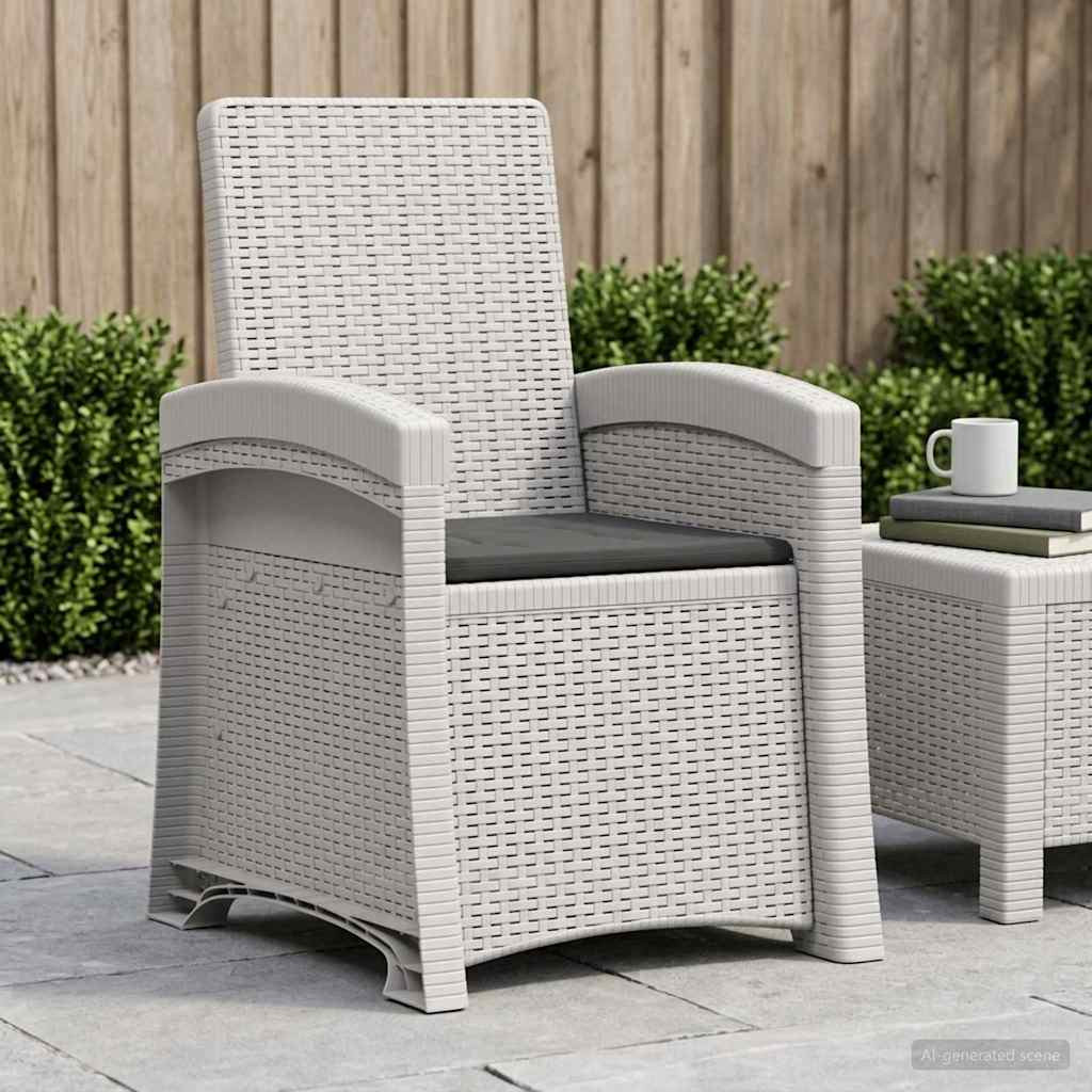vidaXL Liegesessel Garten Rattan-Optik Weiß und Anthrazit PP