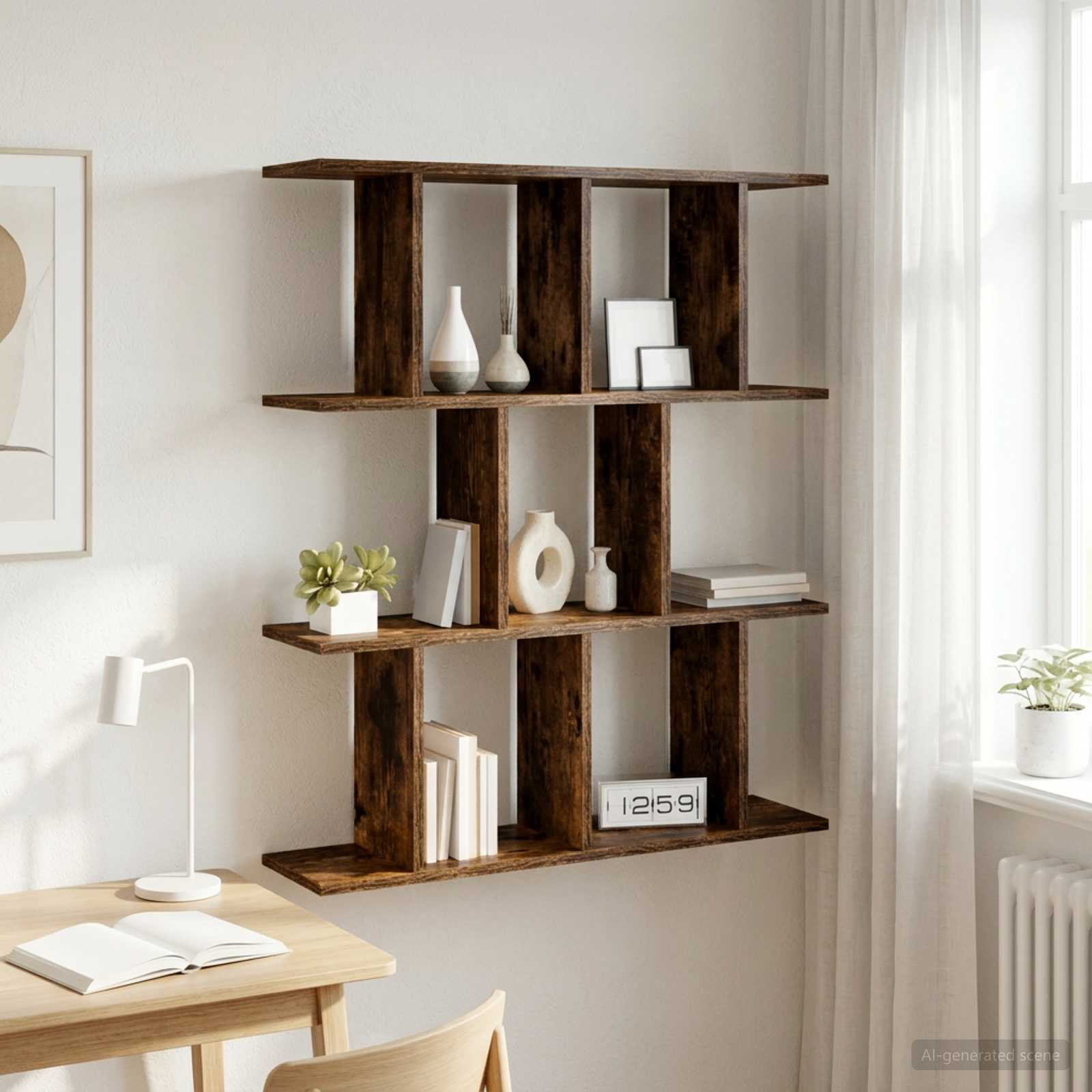 vidaXL Wandregal Raucheiche 102 x 20 x 96 cm Holzwerkstoff