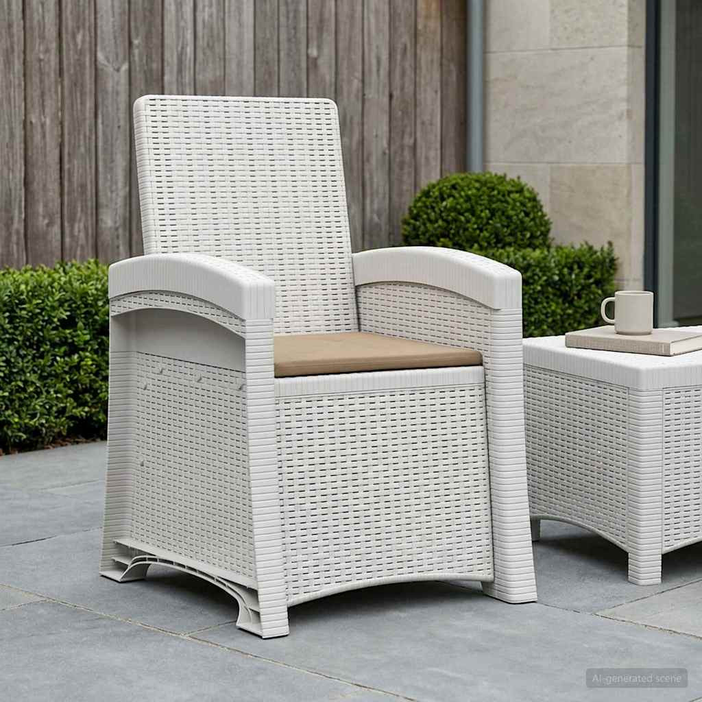 vidaXL Liegesessel Garten Rattan-Optik Weiß und Taupe PP