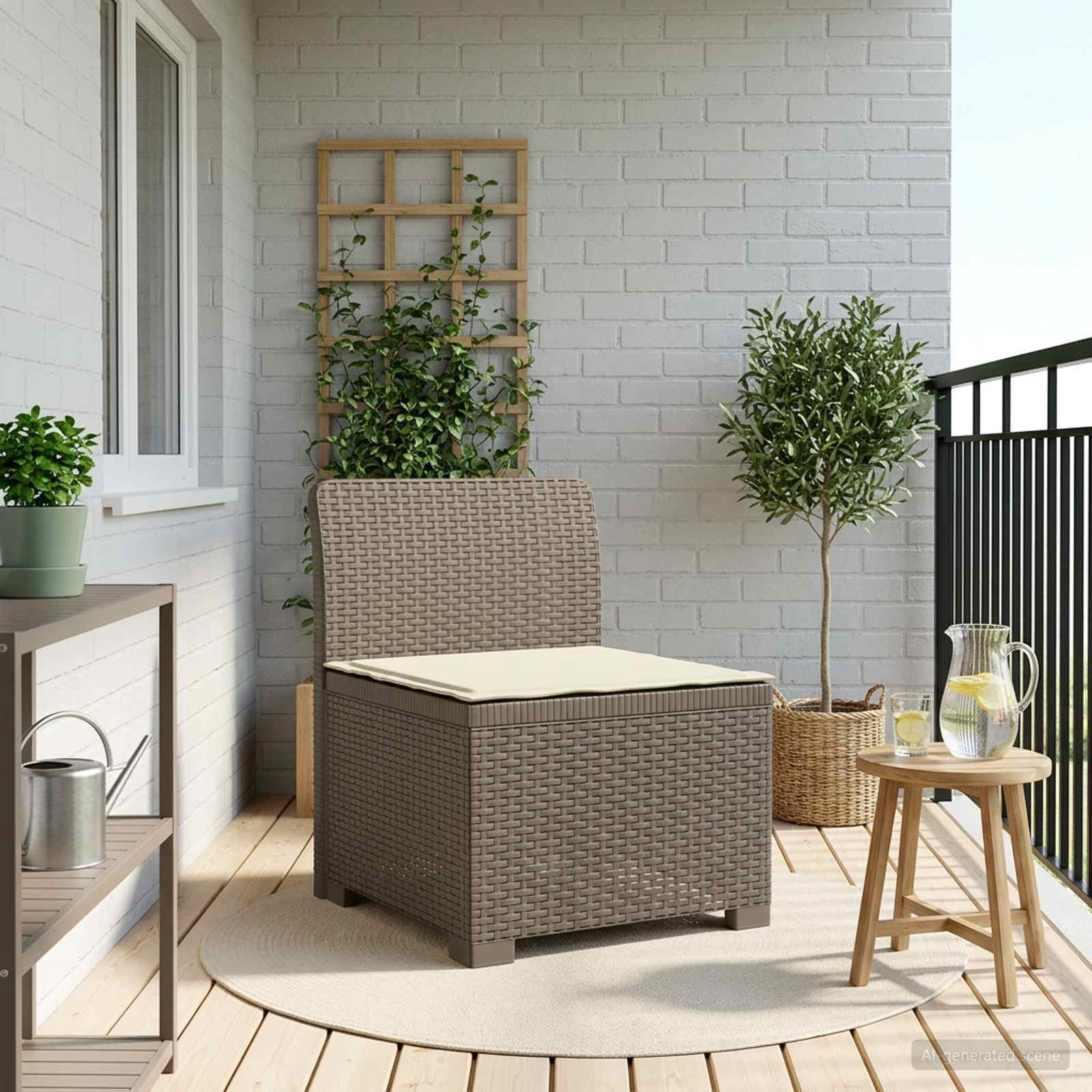 vidaXL 1-Sitzer Garten-Sofa mit Kissen Rattan-Look PP Hellgrau