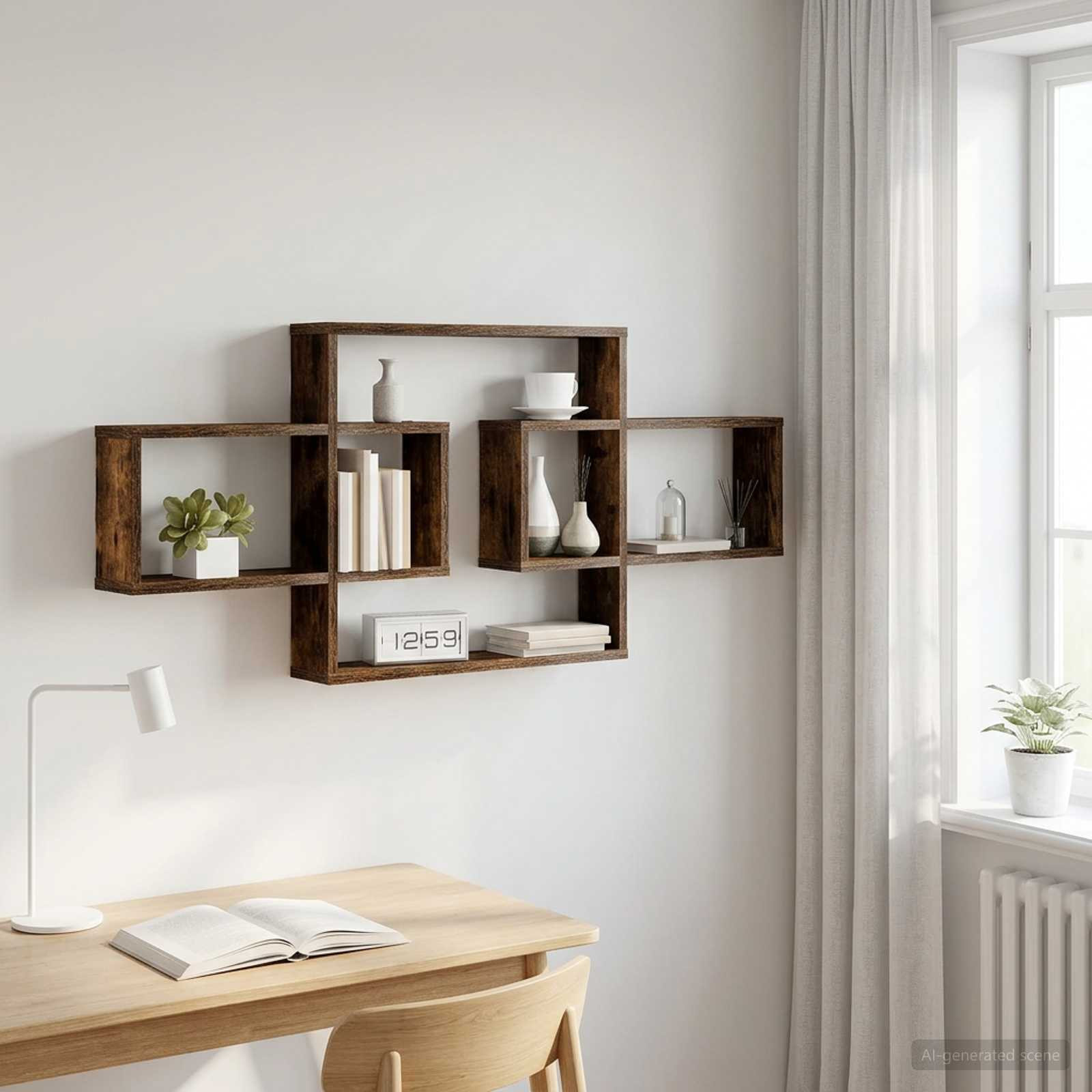 vidaXL Wandregal Raucheiche 130 x 10 x 50 cm Holzwerkstoff