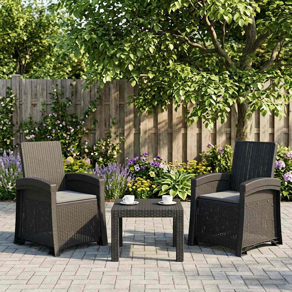 vidaXL Liegesessel Garten Rattan-Optik 2 pcs Anthrazit PP