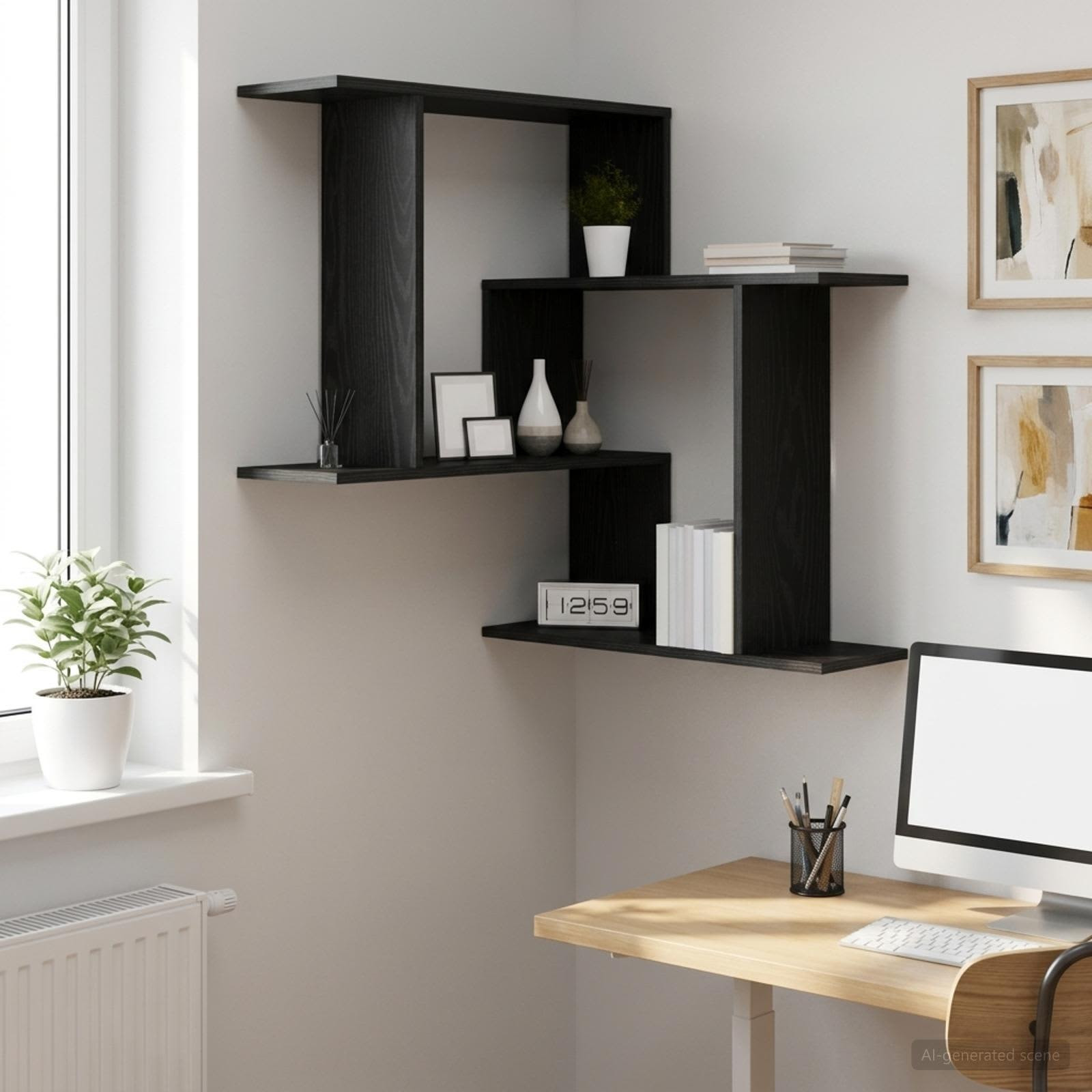 vidaXL Wandregal Schwarze Eiche 67 x 67 x 87 cm Holzwerkstoff