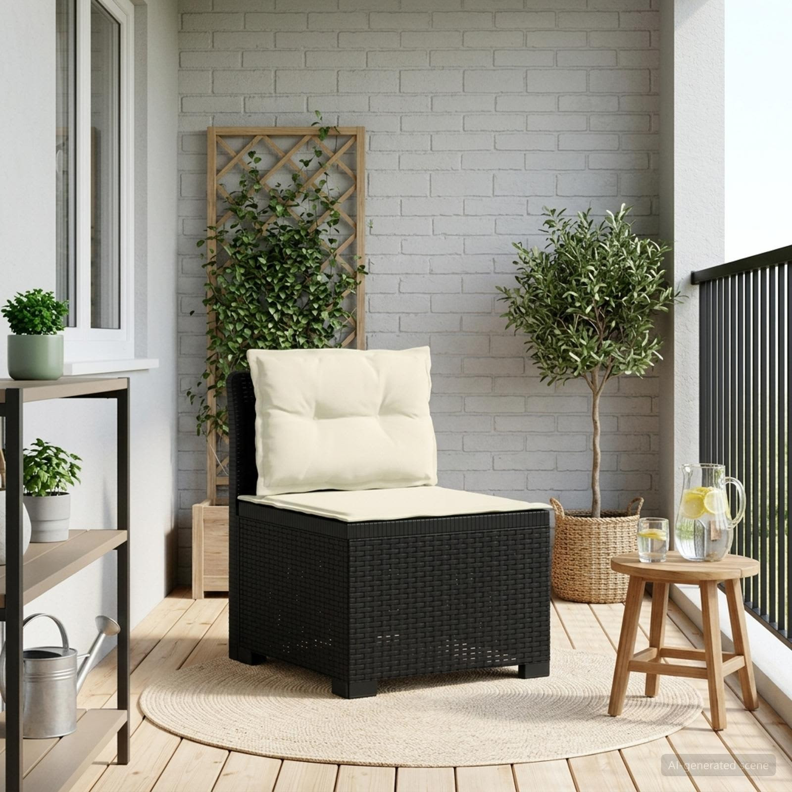 vidaXL 1-Sitzer Garten-Sofa mit Kissen Rattan-Look PP Anthrazit