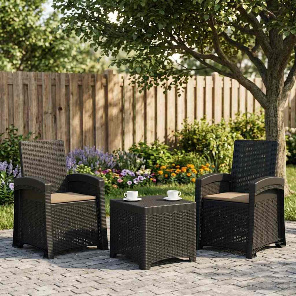 vidaXL Liegesessel Garten Rattan-Optik 2 pcs Anthrazit und Taupe PP