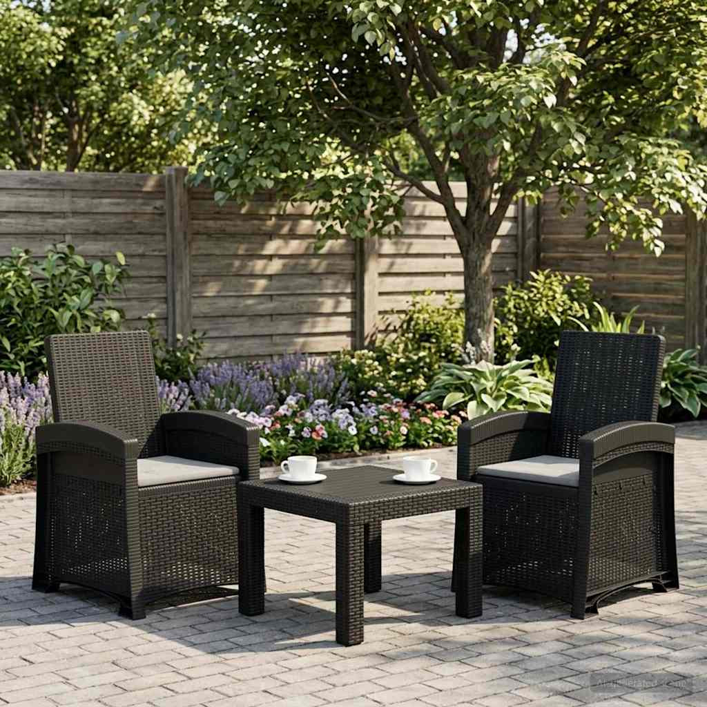 vidaXL Liegesessel Garten Rattan-Optik 2 pcs Anthrazit und Hellgrau PP