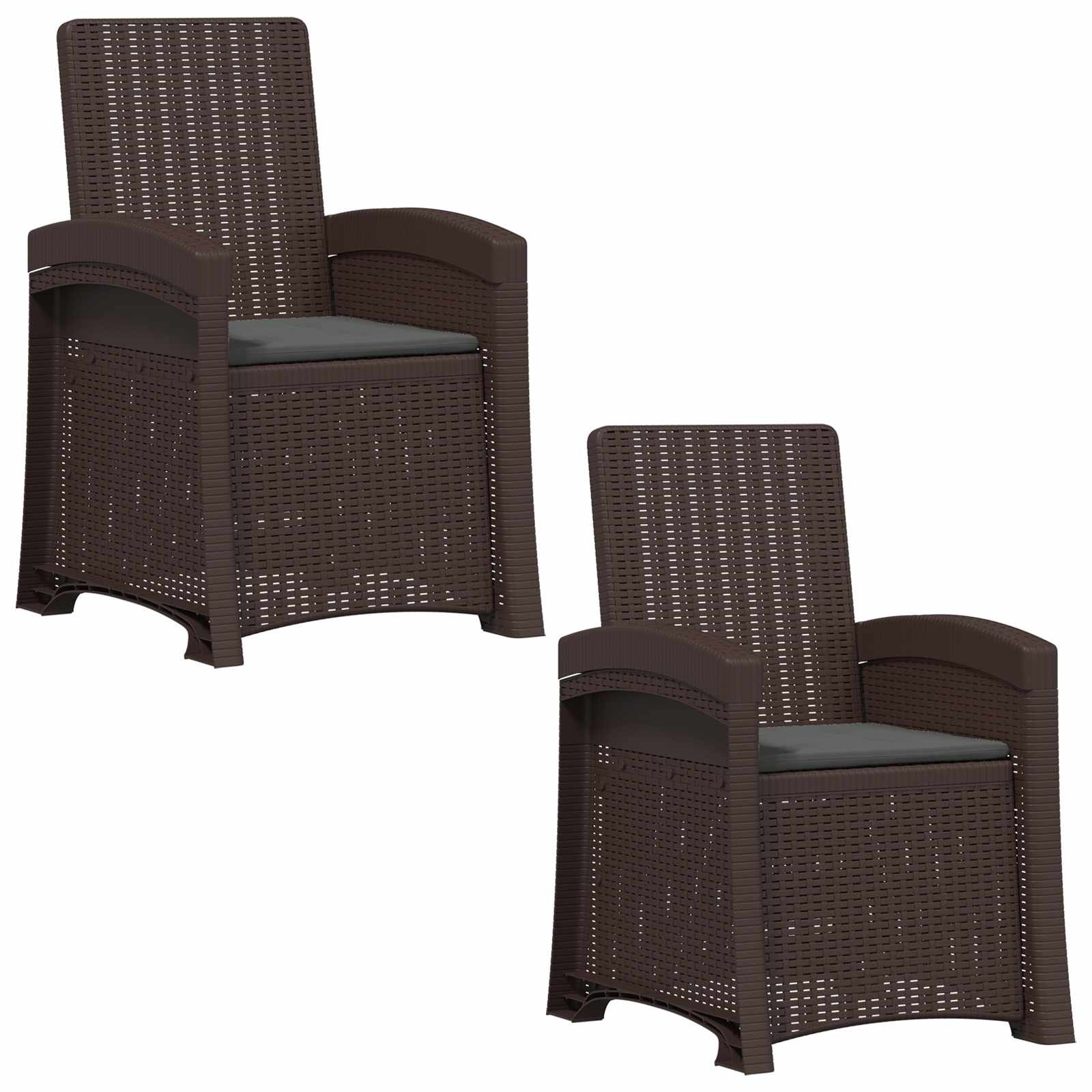 vidaXL Liegesessel Garten Rattan-Optik 2 pcs Braun und Anthrazit PP