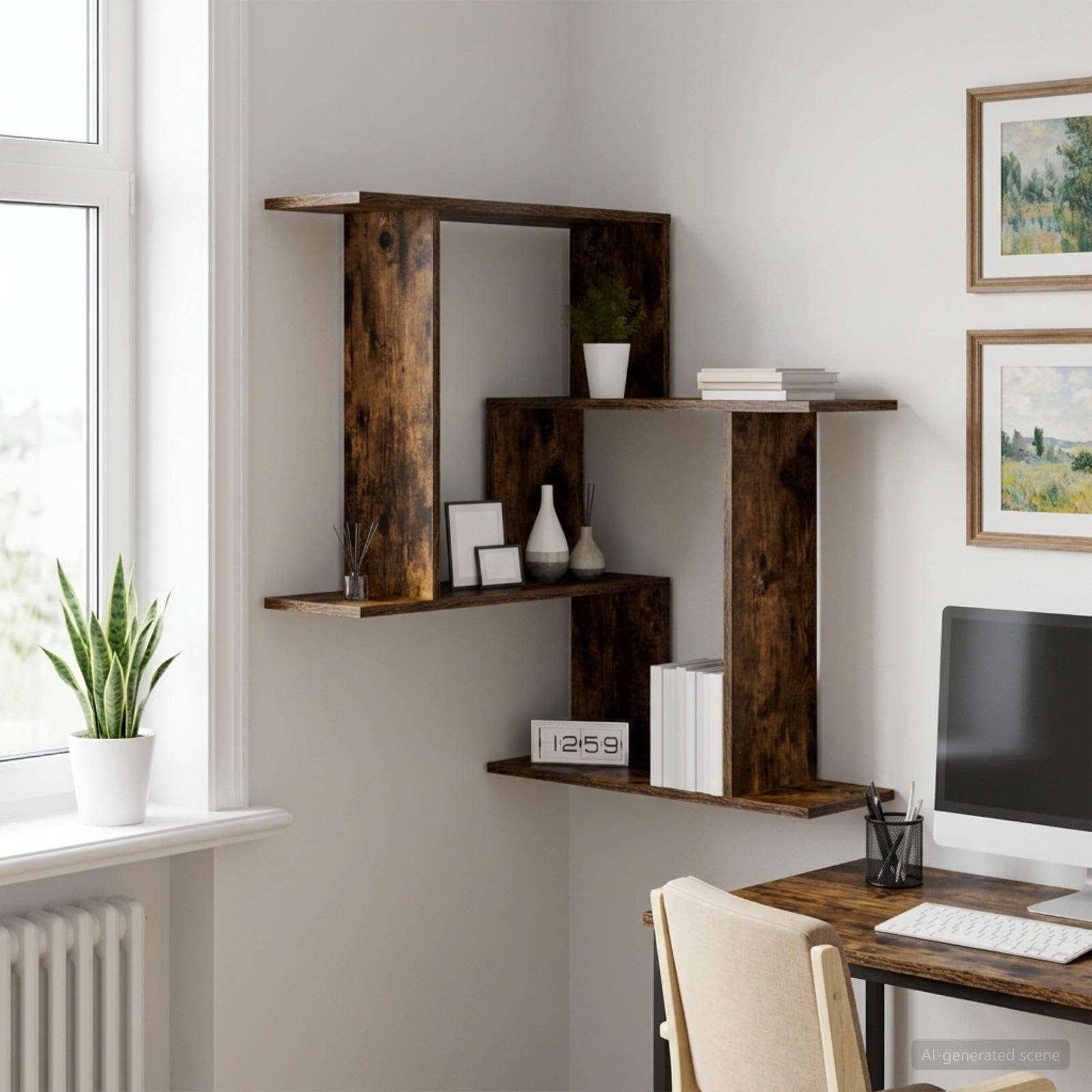 vidaXL Wandregal Raucheiche 67 x 67 x 87 cm Holzwerkstoff