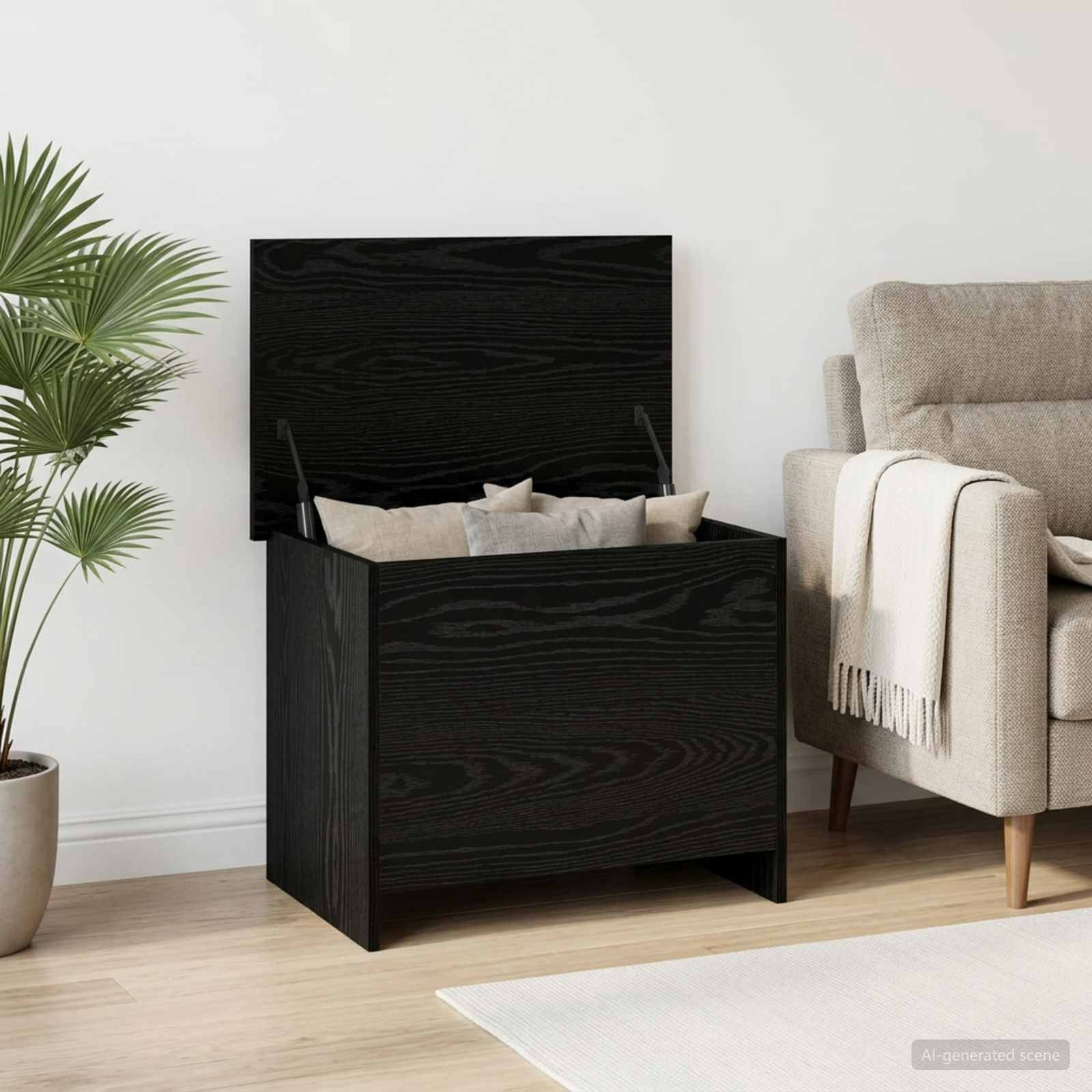 vidaXL Aufbewahrungstruhe Schwarze Eiche 60 x 40 x 50 cm Holzwerkstoff
