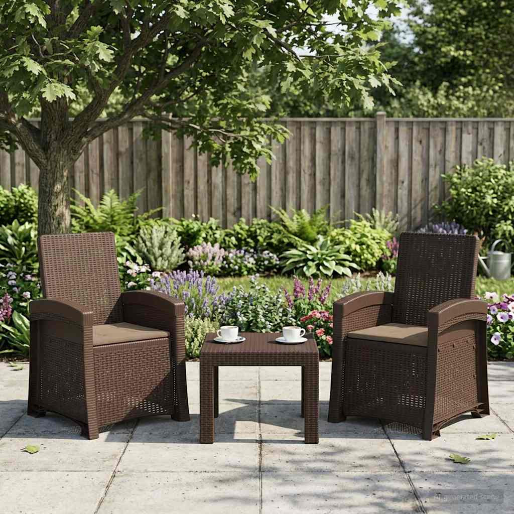vidaXL Liegesessel Garten Rattan-Optik 2 pcs Braun und Taupe PP