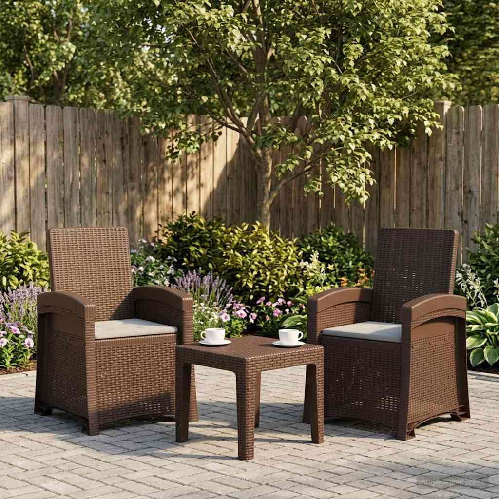 vidaXL Liegesessel Garten Rattan-Optik 2 pcs Braun und Hellgrau PP