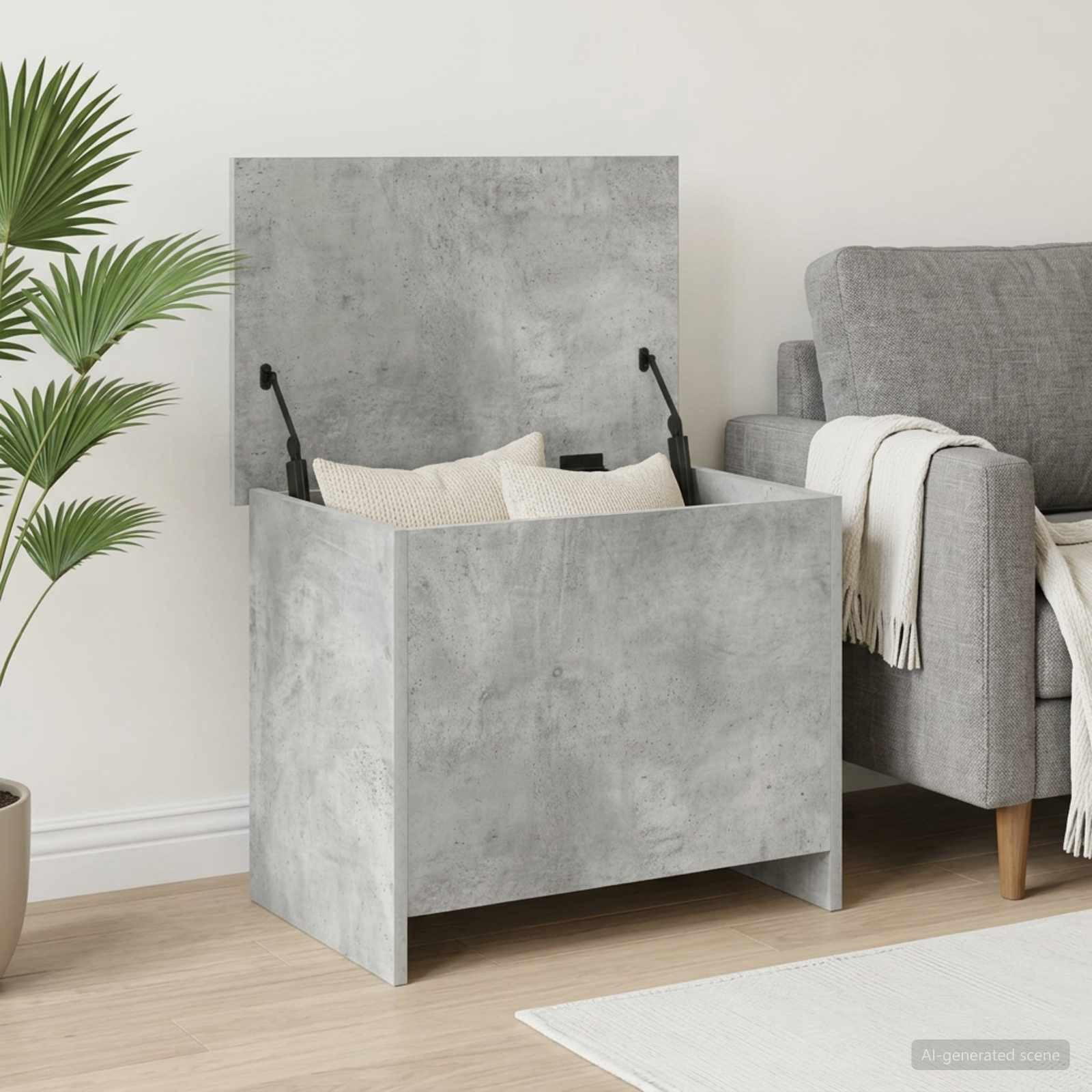 vidaXL Aufbewahrungstruhe Betongrau 60 x 40 x 50 cm Holzwerkstoff