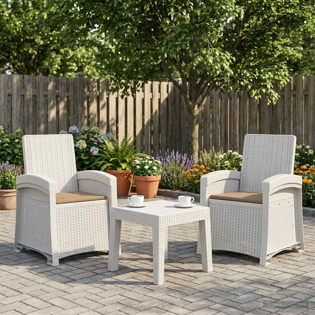 vidaXL Liegesessel Garten Rattan-Optik 2 pcs Weiß und Taupe PP