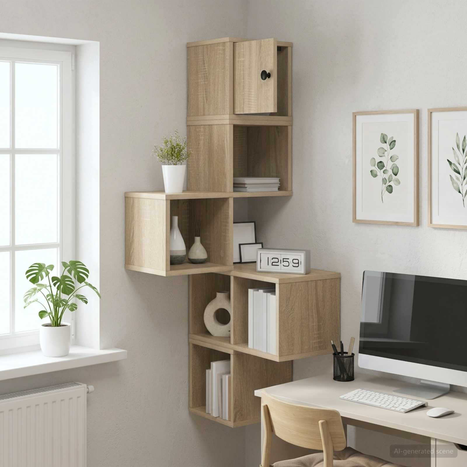 vidaXL Wand-Eckregal Sonoma-Eiche 48 x 48 x 120 cm Holzwerkstoff