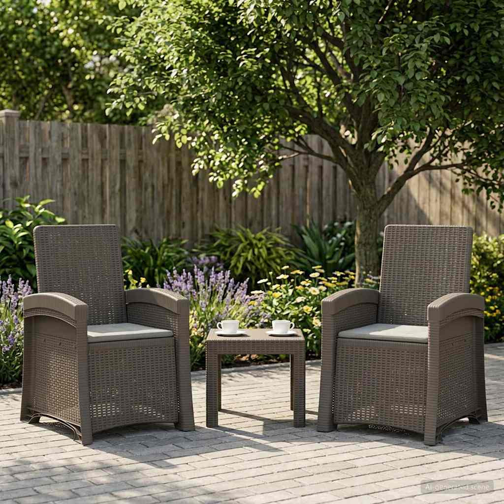 vidaXL Liegesessel Garten Rattan-Optik 2 pcs Hellgrau PP