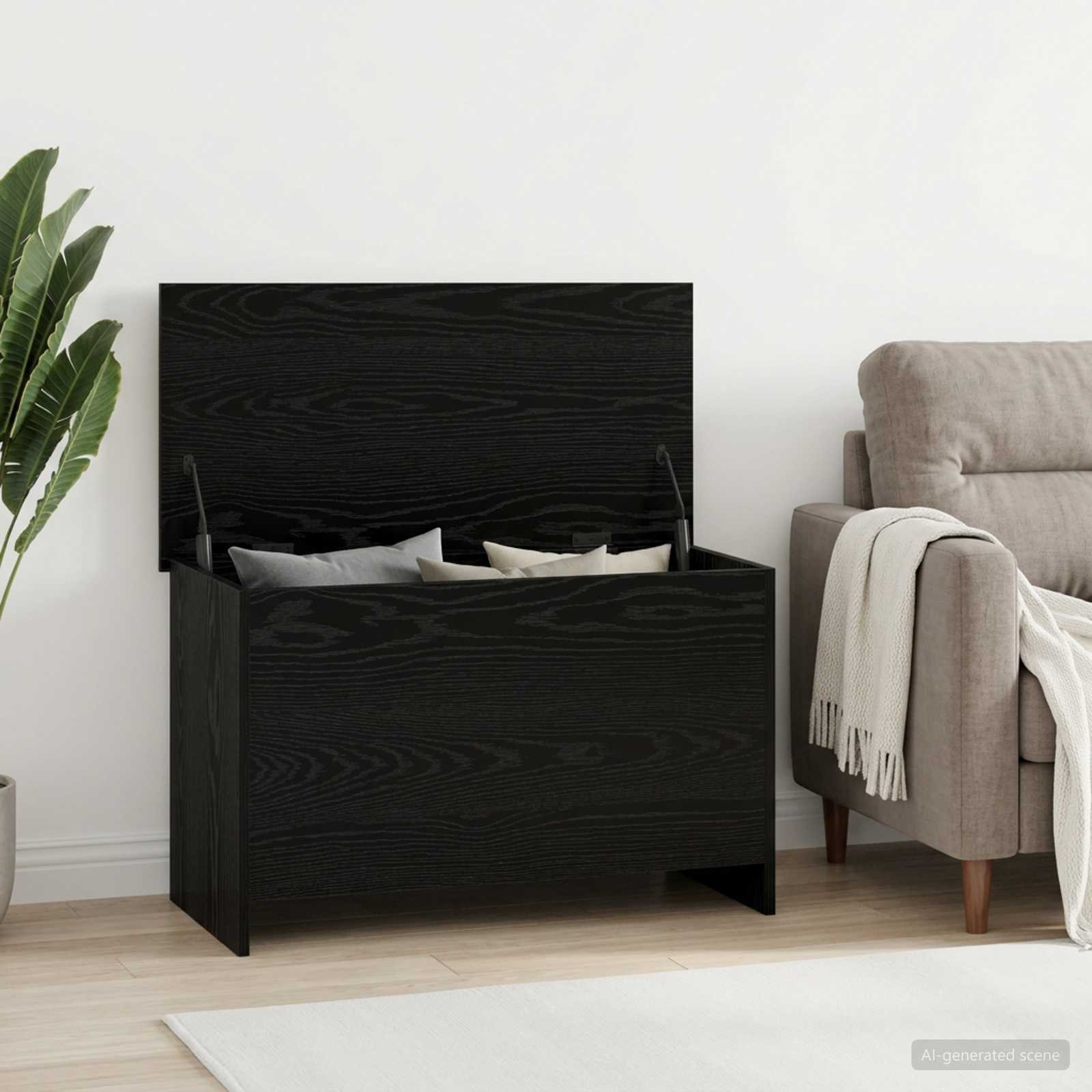 vidaXL Aufbewahrungstruhe Schwarze Eiche 80 x 40 x 50 cm Holzwerkstoff