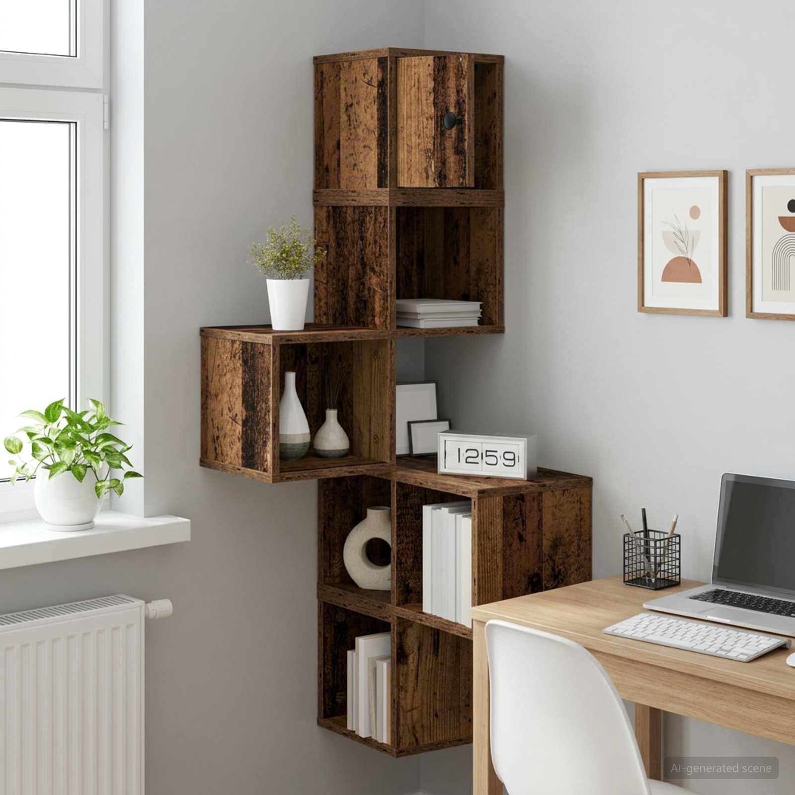 vidaXL Wand-Eckregal Altholz 48 x 48 x 120 cm Holzwerkstoff