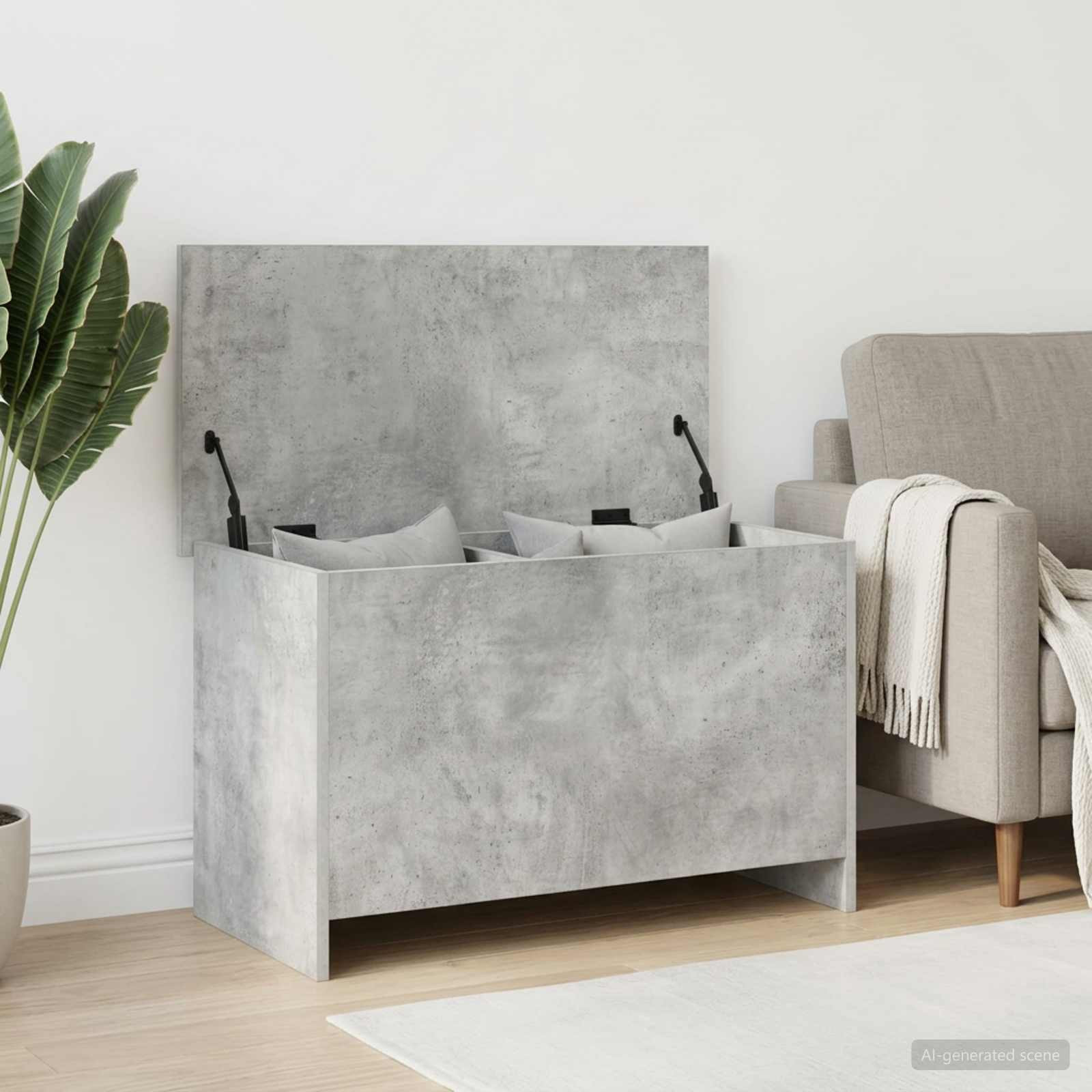vidaXL Aufbewahrungstruhe Betongrau 80 x 40 x 50 cm Holzwerkstoff