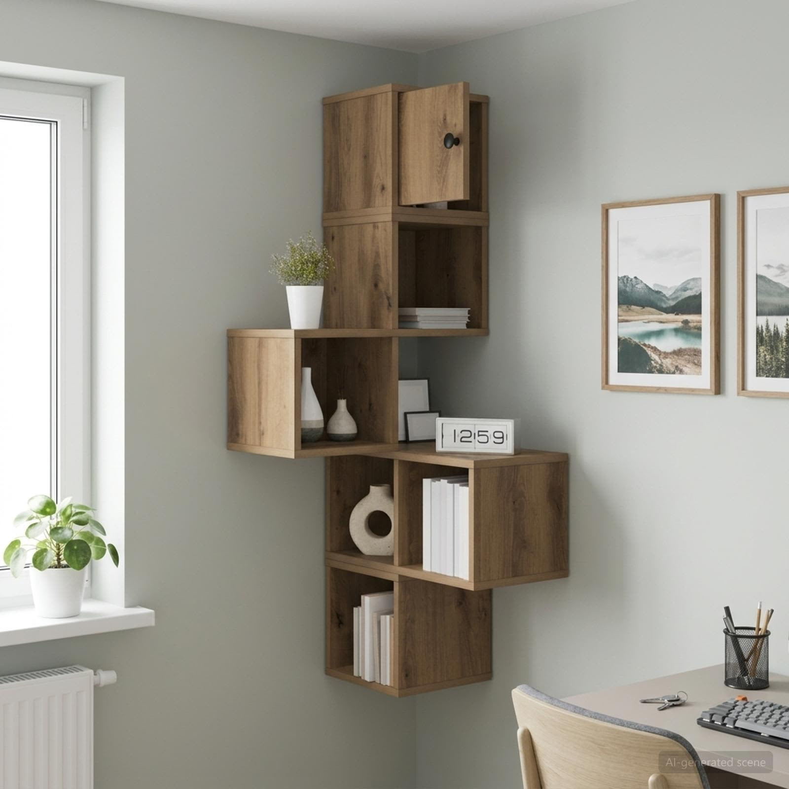 vidaXL Wand-Eckregal Artisan-Eiche 48 x 48 x 120 cm Holzwerkstoff