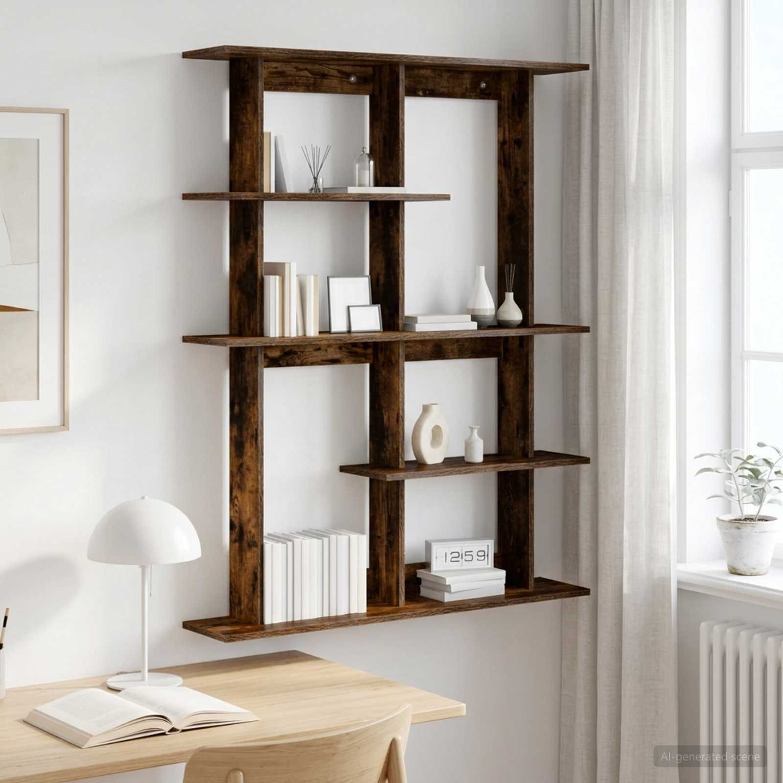 vidaXL Wandregal Raucheiche 102 x 20 x 130 cm Holzwerkstoff