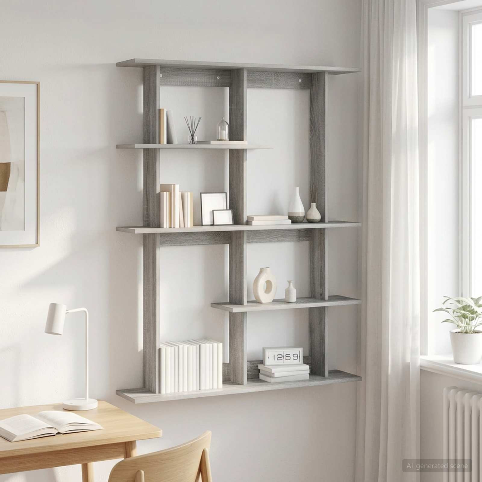 vidaXL Wandregal Grau Sonoma 102 x 20 x 130 cm Holzwerkstoff