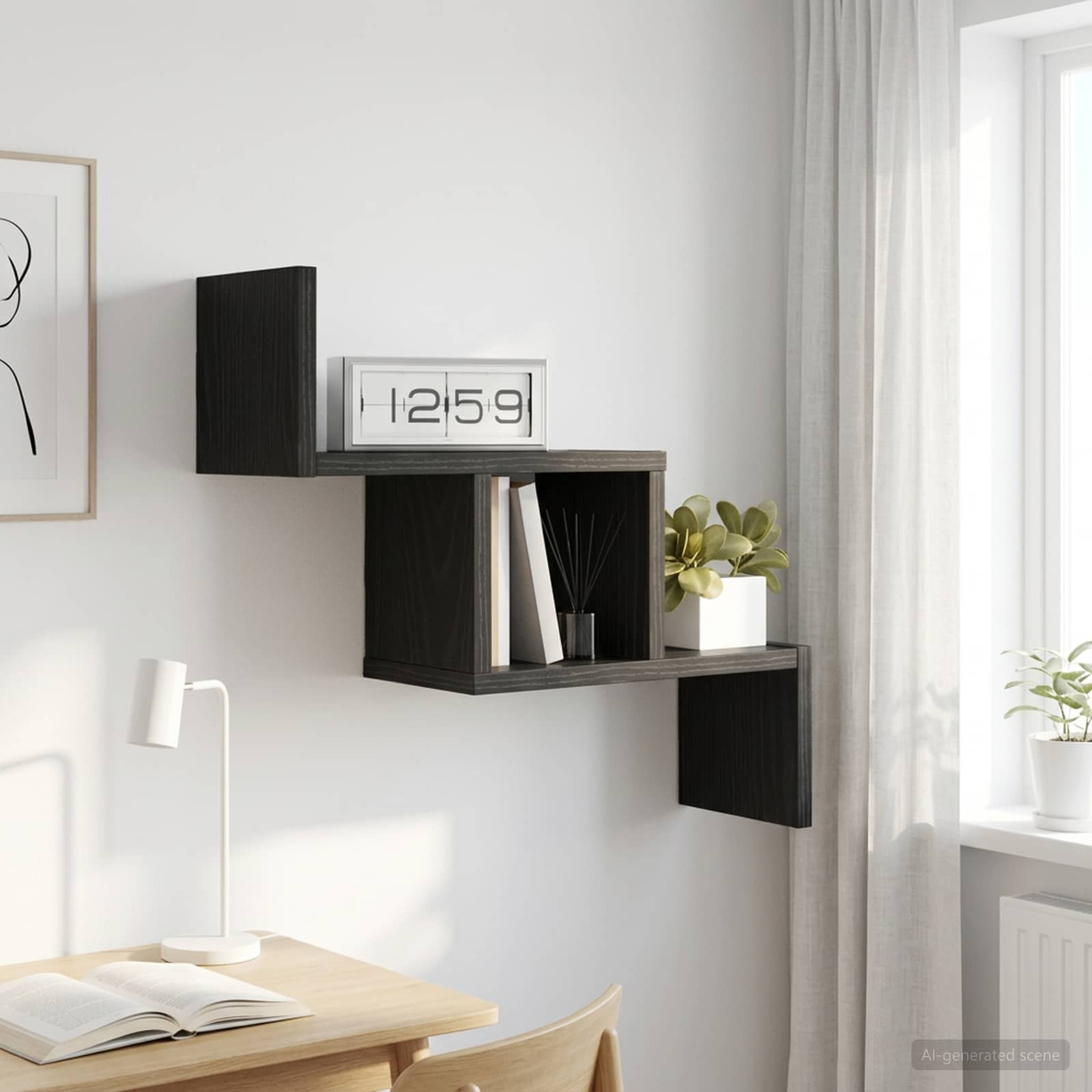 vidaXL Wandregal Schwarze Eiche 48 x 15 x 42 cm Holzwerkstoff