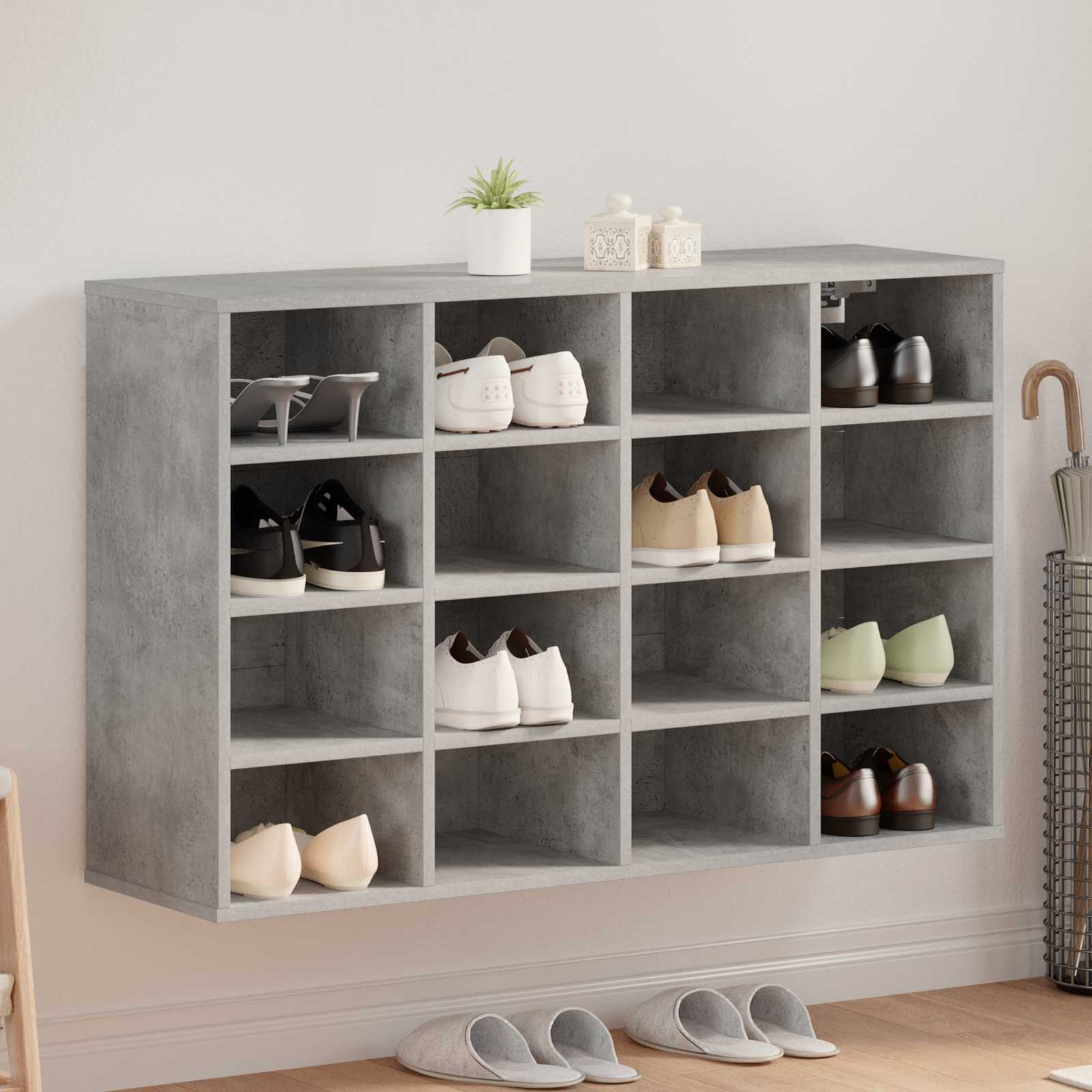 vidaXL Schuhschrank mit Regal Betongrau 103 x 30 x 67 cm Holzwerkstoff