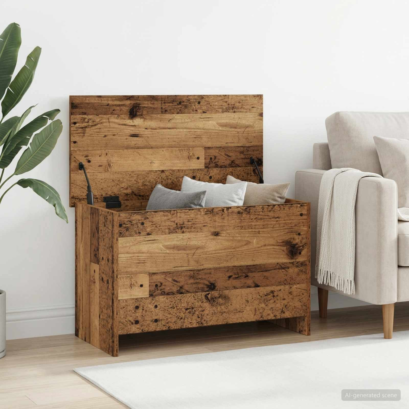 vidaXL Aufbewahrungstruhe Altholz 80 x 40 x 50 cm Holzwerkstoff