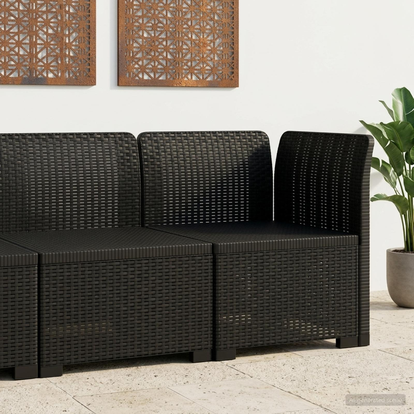 vidaXL 1-Sitzer Garten-Sofa Rattan-Look PP Anthrazit
