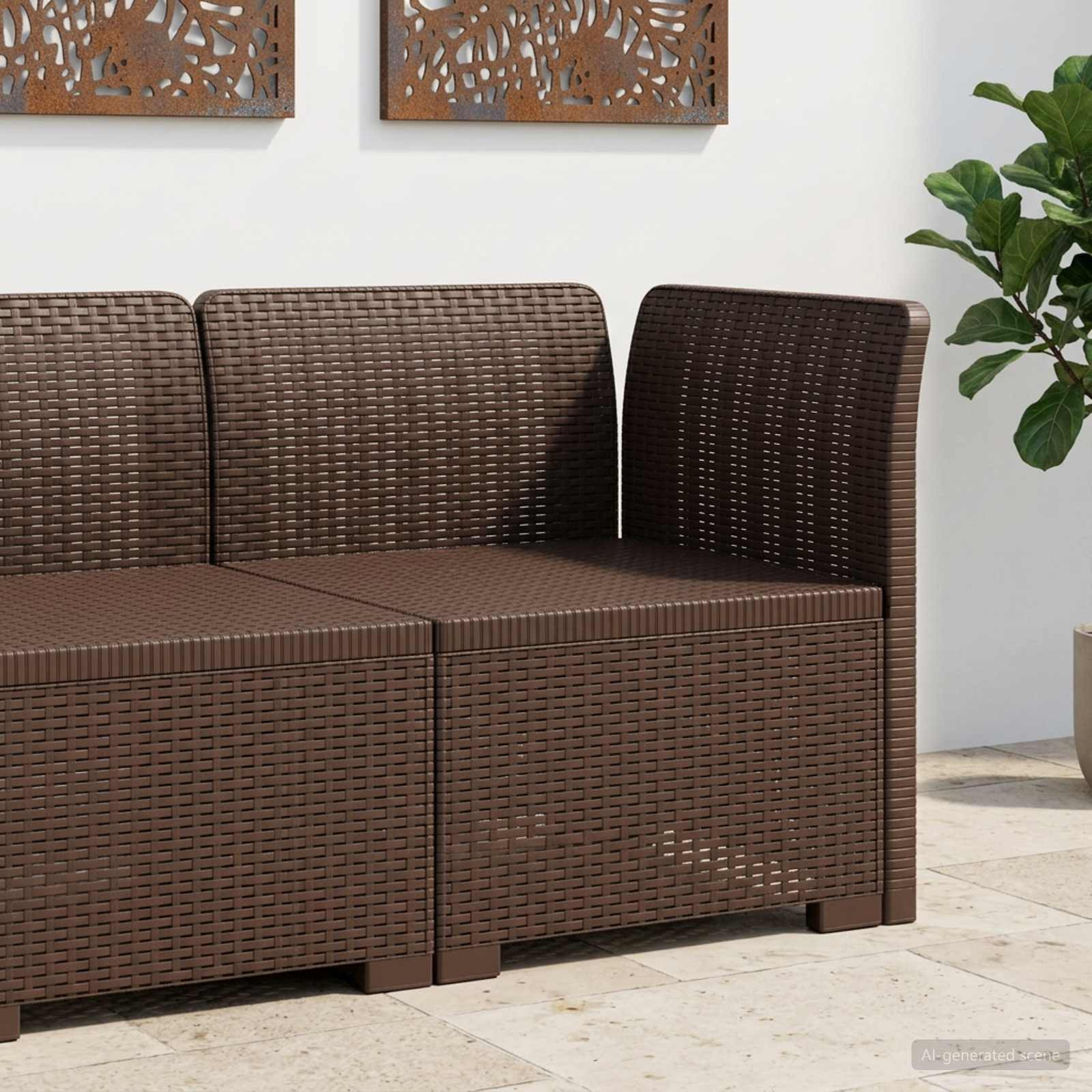 vidaXL 1-Sitzer Garten-Sofa Rattan-Look PP Braun