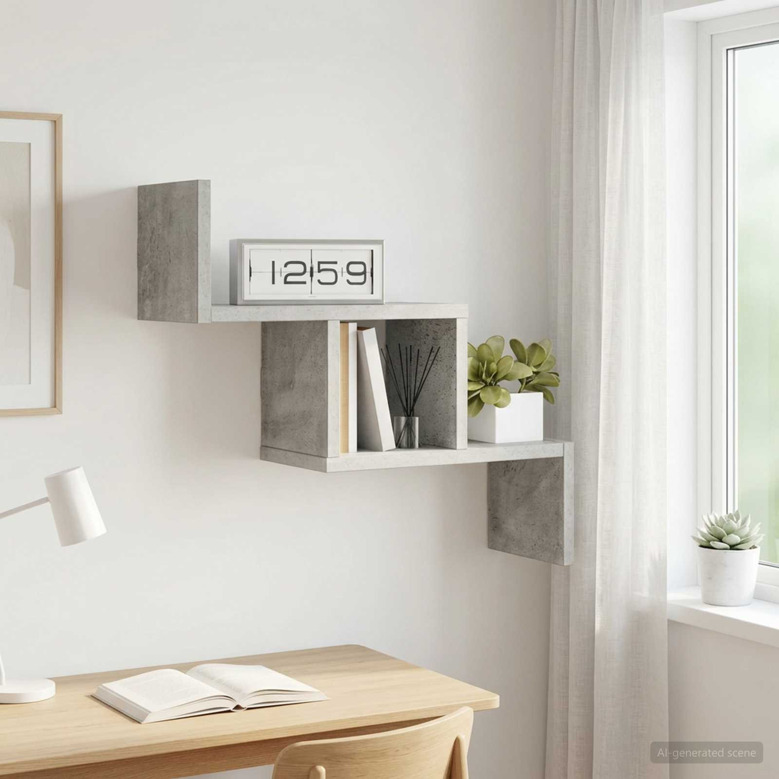 vidaXL Wandregal Betongrau 48 x 15 x 42 cm Holzwerkstoff