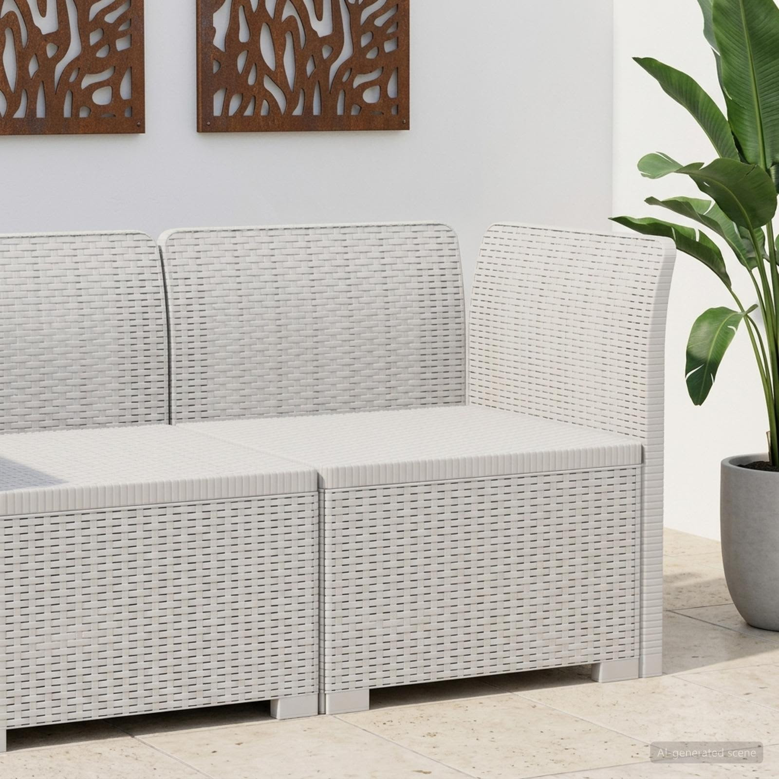 vidaXL 1-Sitzer Garten-Sofa Rattan-Look PP Weiß