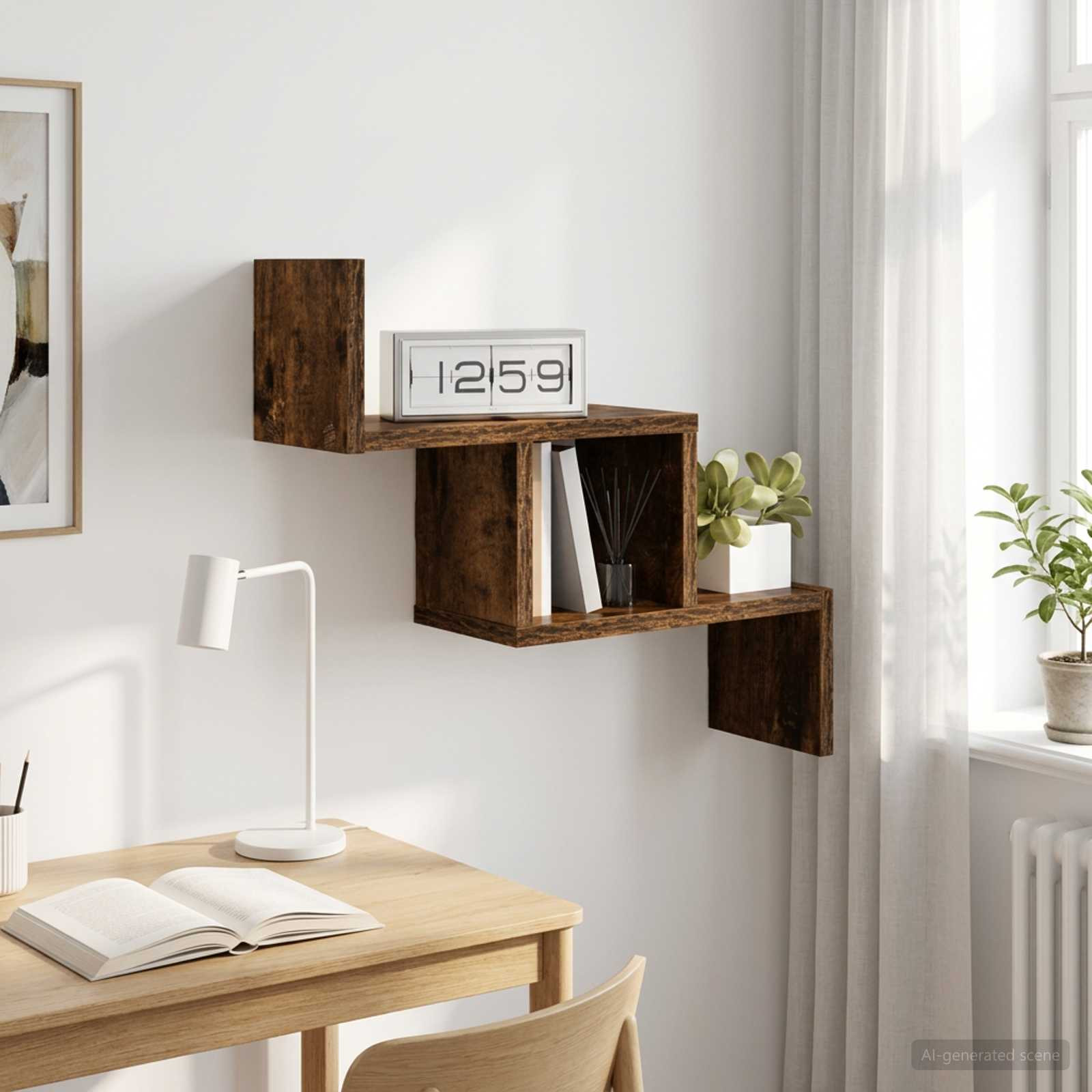 vidaXL Wandregal Raucheiche 48 x 15 x 42 cm Holzwerkstoff