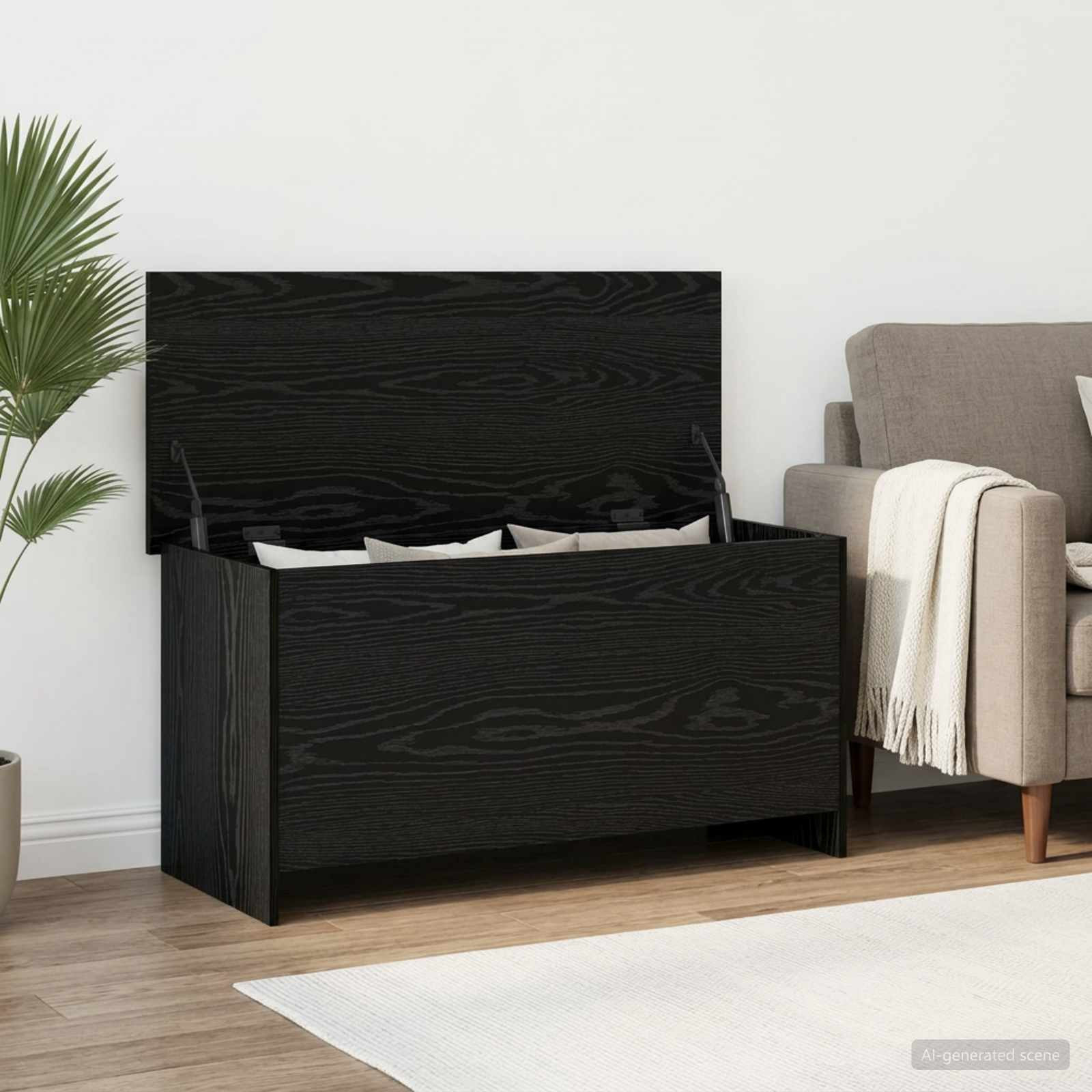 vidaXL Aufbewahrungstruhe mit Speicher Schwarze Eiche 100 x 40 x 50 cm