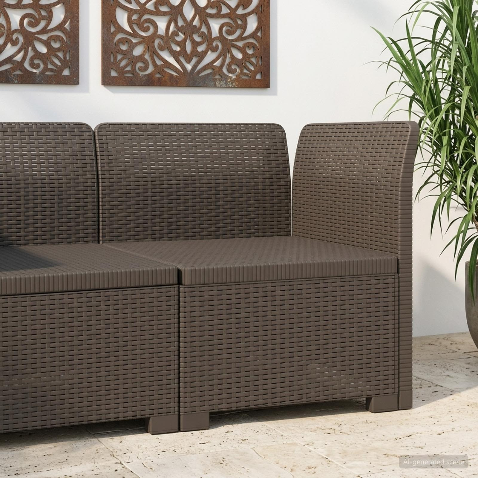 vidaXL 1-Sitzer Garten-Sofa Rattan-Look PP Hellgrau