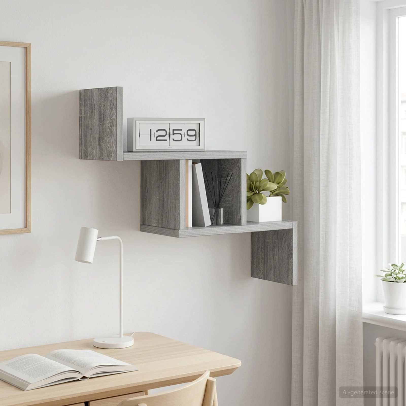 vidaXL Wandregal Sonoma-Grau 48 x 15 x 42 cm Holzwerkstoff