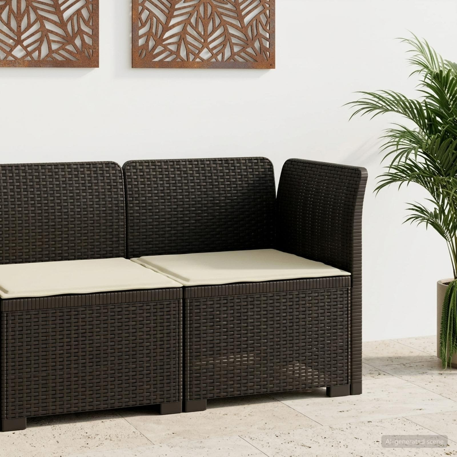 vidaXL 1-Sitzer Garten-Sofa mit Kissen Rattan-Look PP Anthrazit