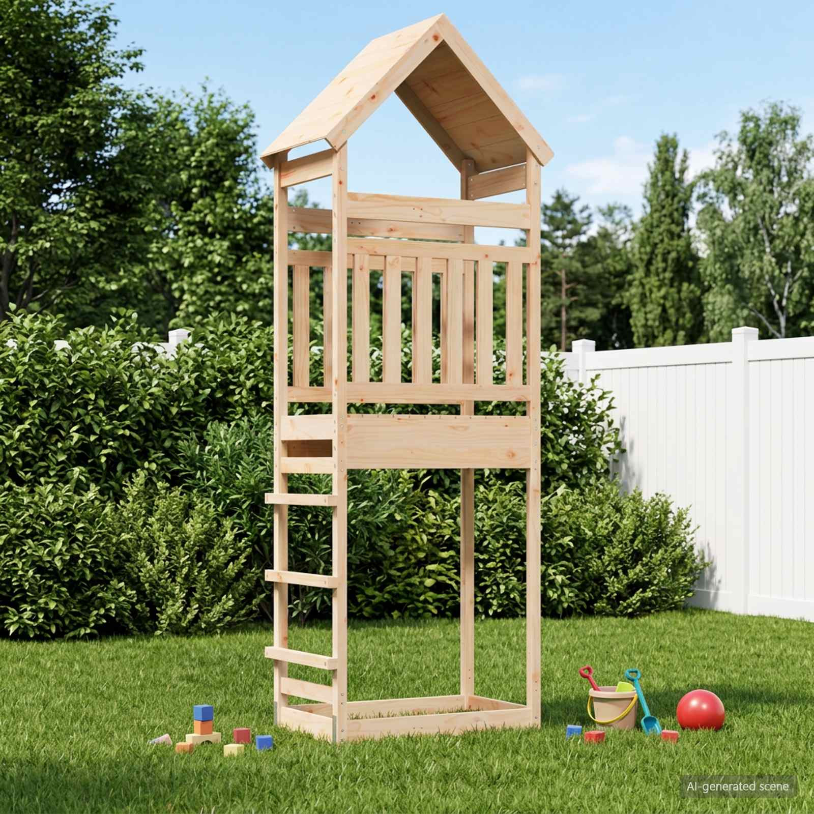 vidaXL Outdoor-Spielturm Natur 53 x 85 x 264 cm Massives Kiefernholz