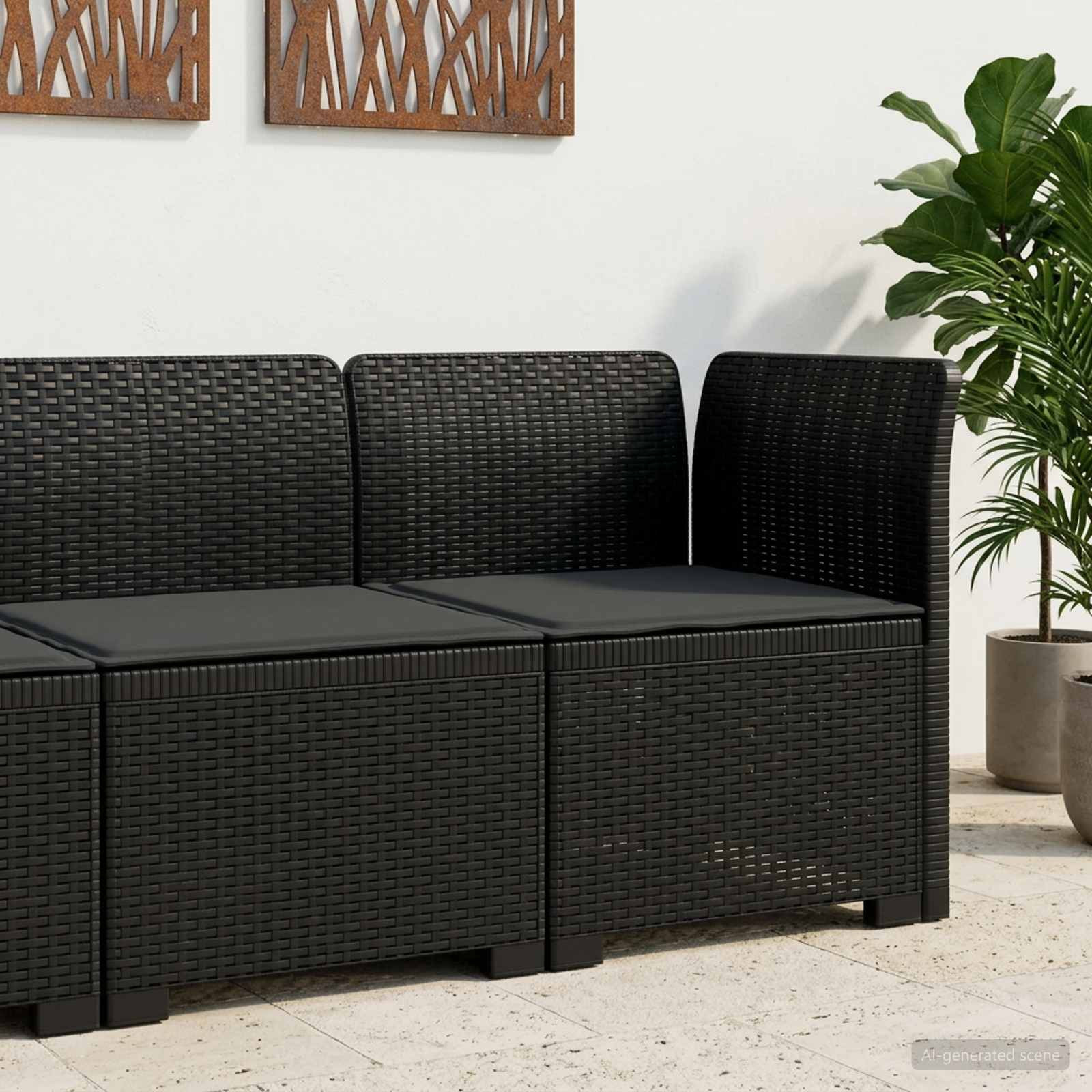 vidaXL 1-Sitzer Garten-Sofa mit Kissen Rattan-Look PP Anthrazit