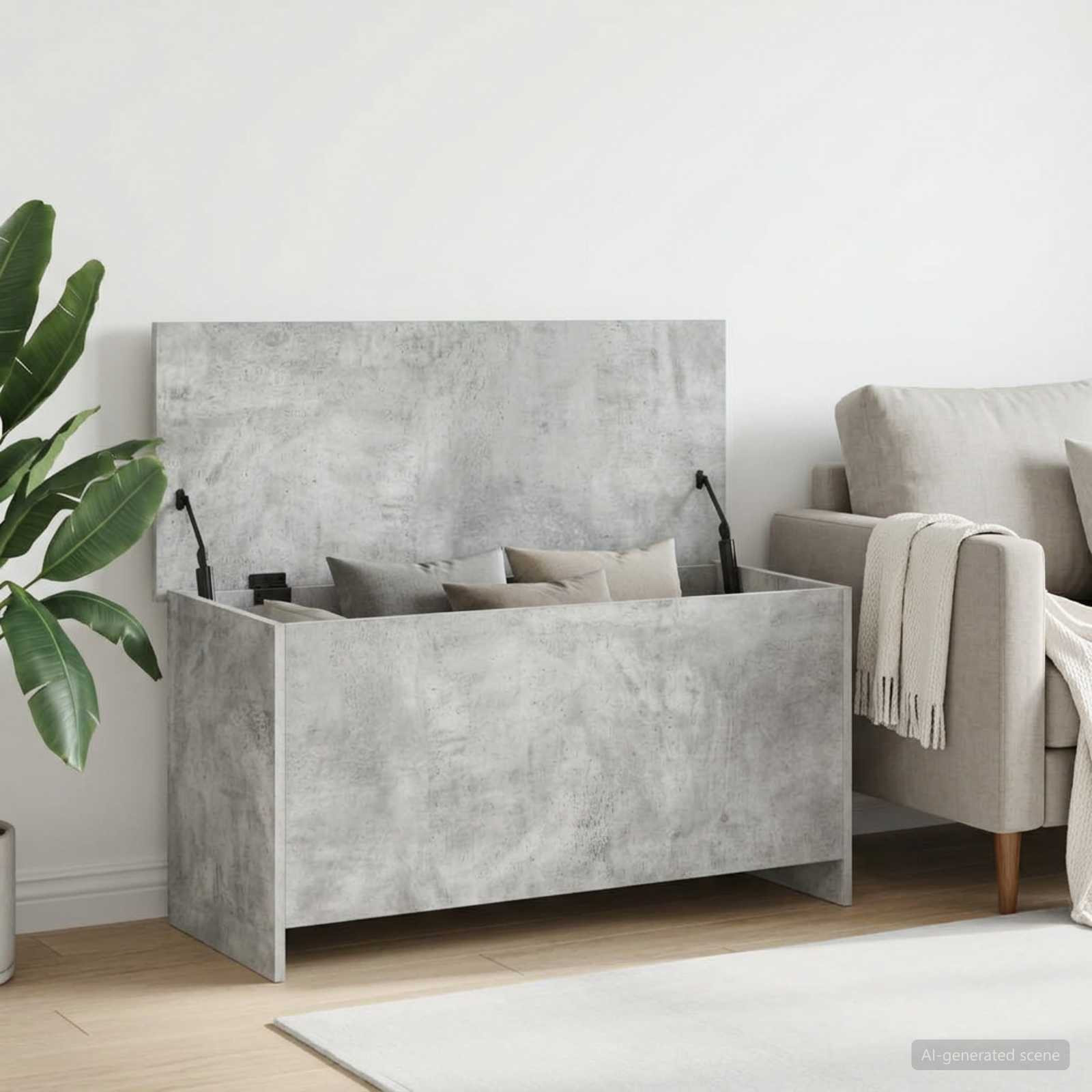 vidaXL Aufbewahrungstruhe Betongrau 100 x 40 x 50 cm Holzwerkstoff