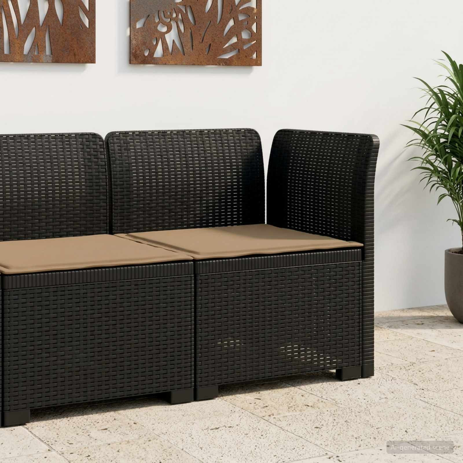 vidaXL 1-Sitzer Garten-Sofa mit Kissen Rattan-Look PP Anthrazit