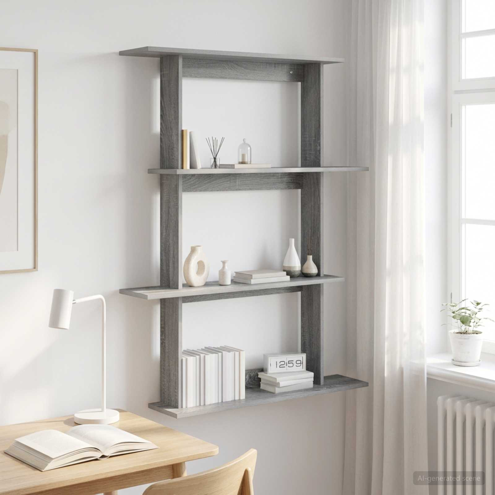 vidaXL Wandregal Grau Sonoma 100 x 20 x 126 cm Holzwerkstoff