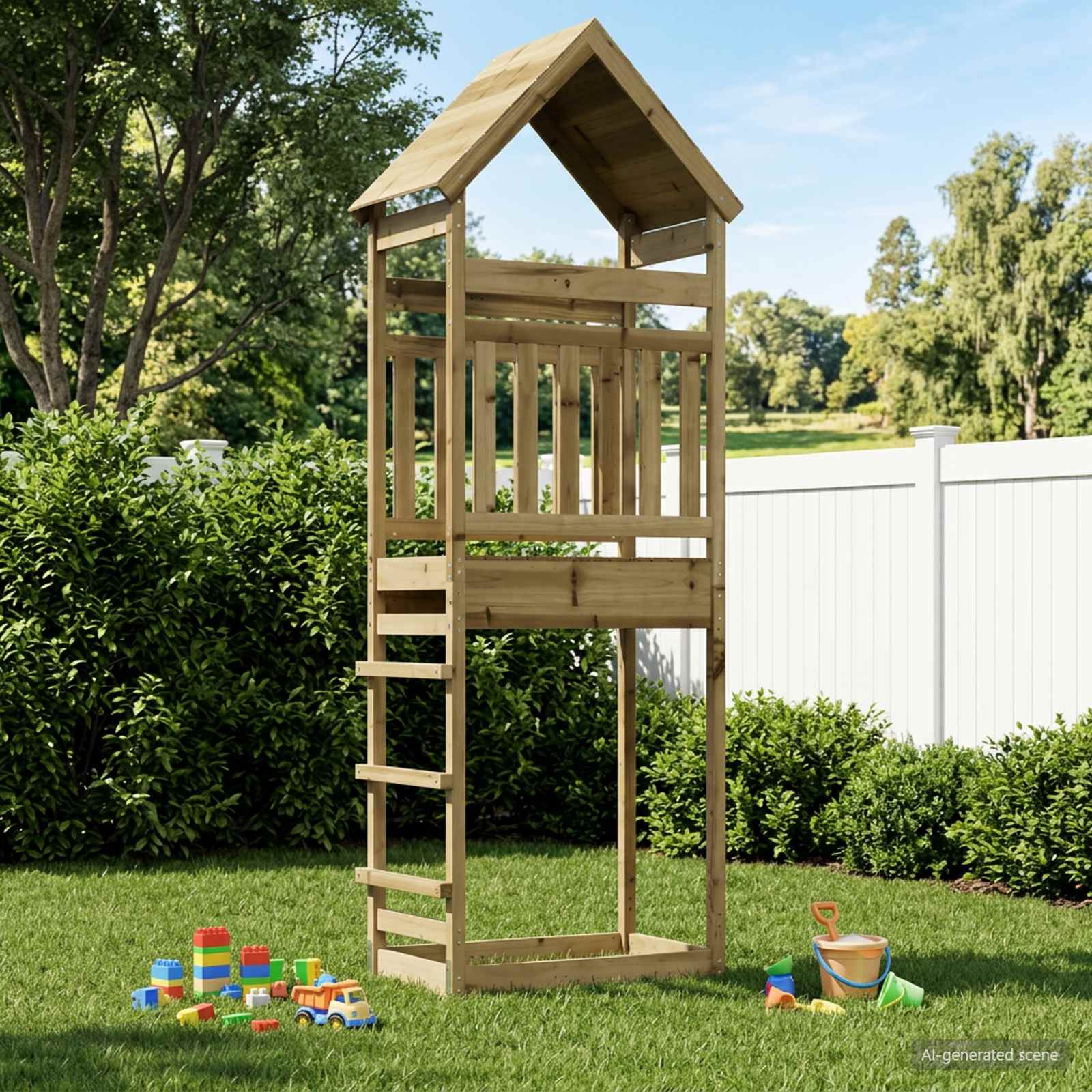 vidaXL Outdoor-Spielturm Natur Massives imprägniertes Kiefernholz