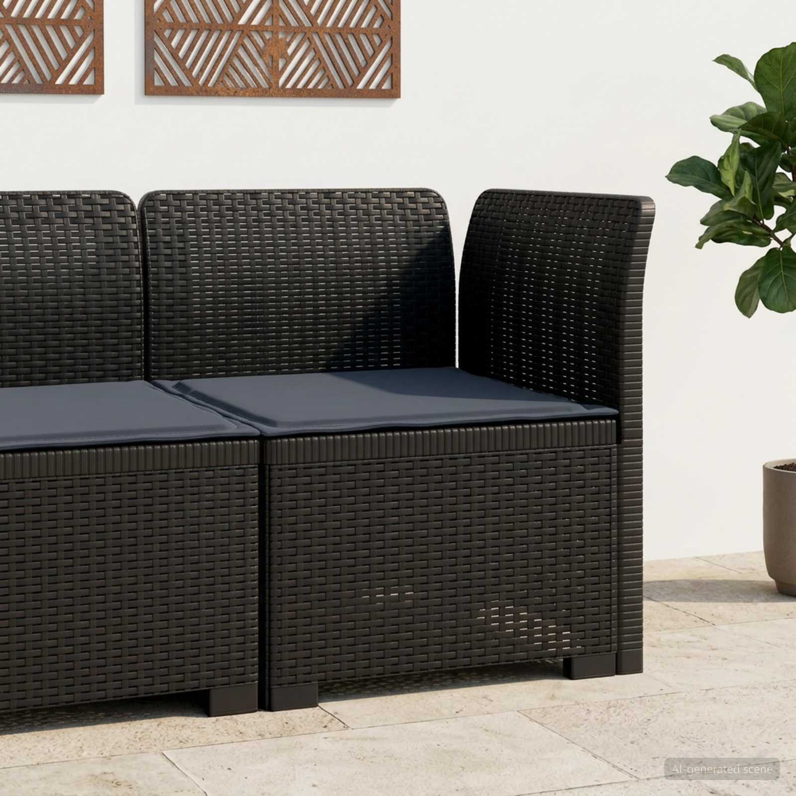vidaXL 1-Sitzer Garten-Sofa mit Kissen Rattan-Look PP Anthrazit