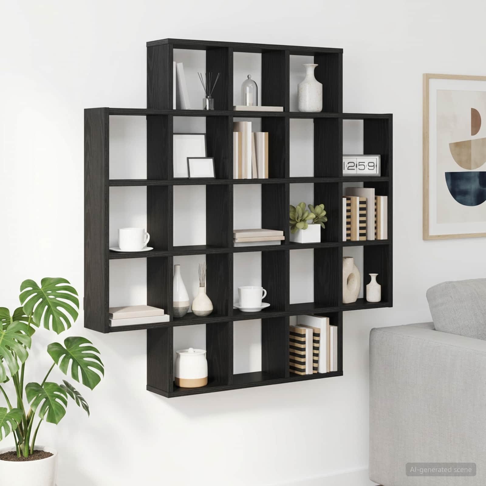 vidaXL Wandregal Schwarze Eiche 100 x 13 x 100 cm Holzwerkstoff