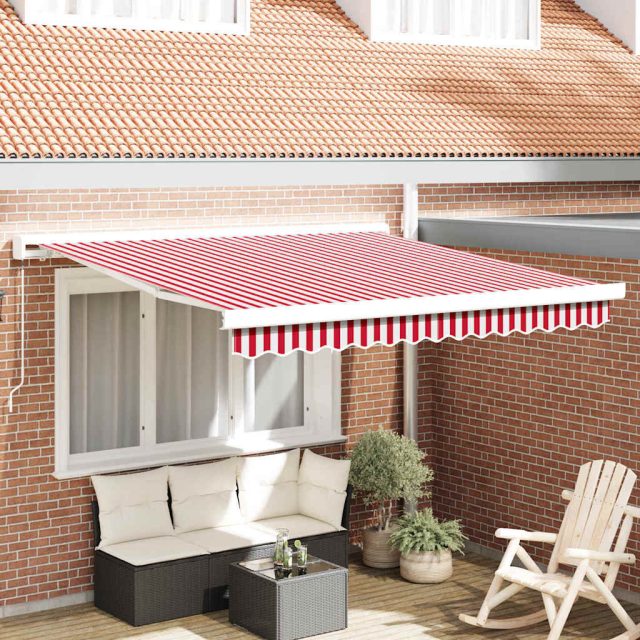 vidaXL Ausziehbare Markise Rot und Weiß 350 x 250 cm