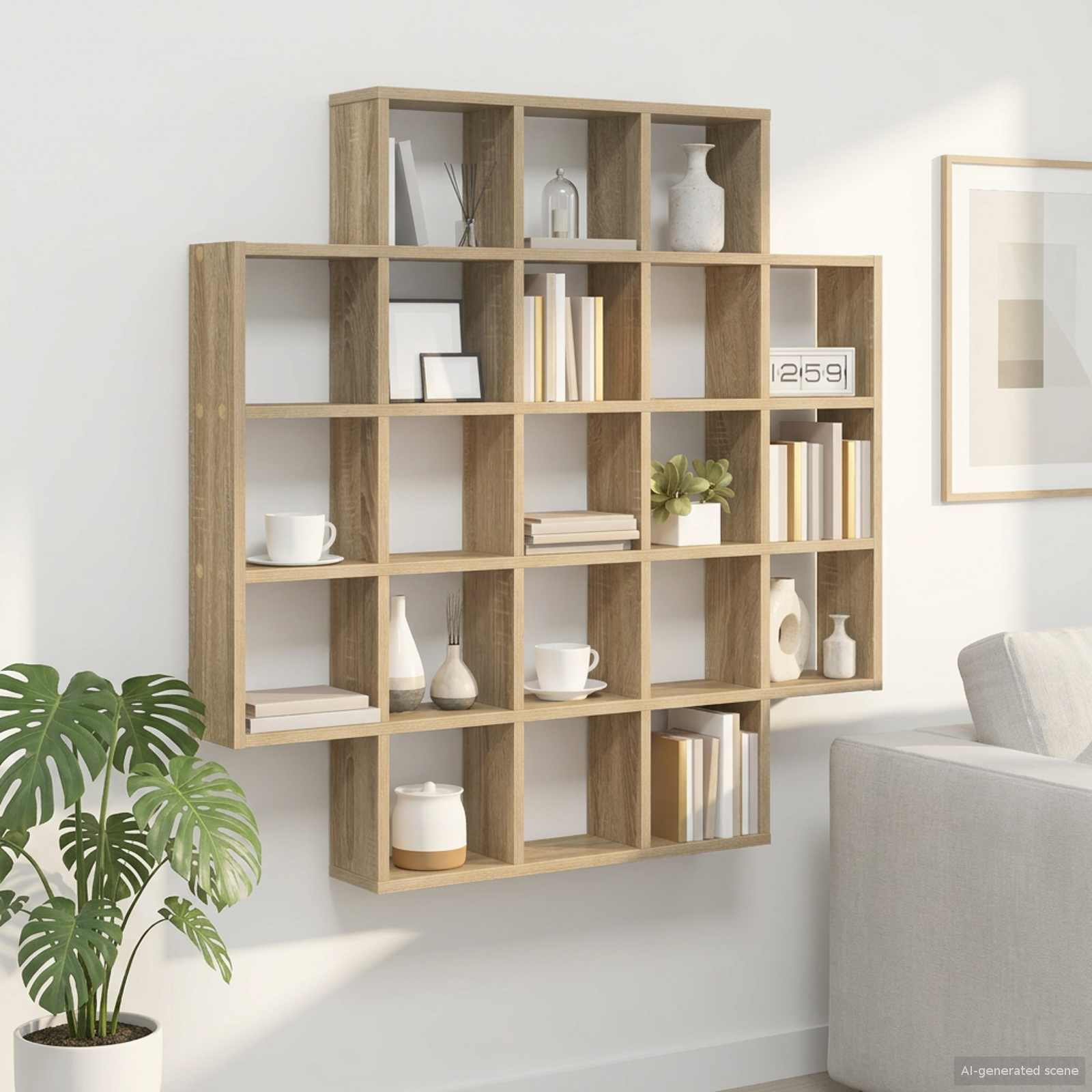 vidaXL Wandregal Sonoma-Eiche 100 x 13 x 100 cm Holzwerkstoff