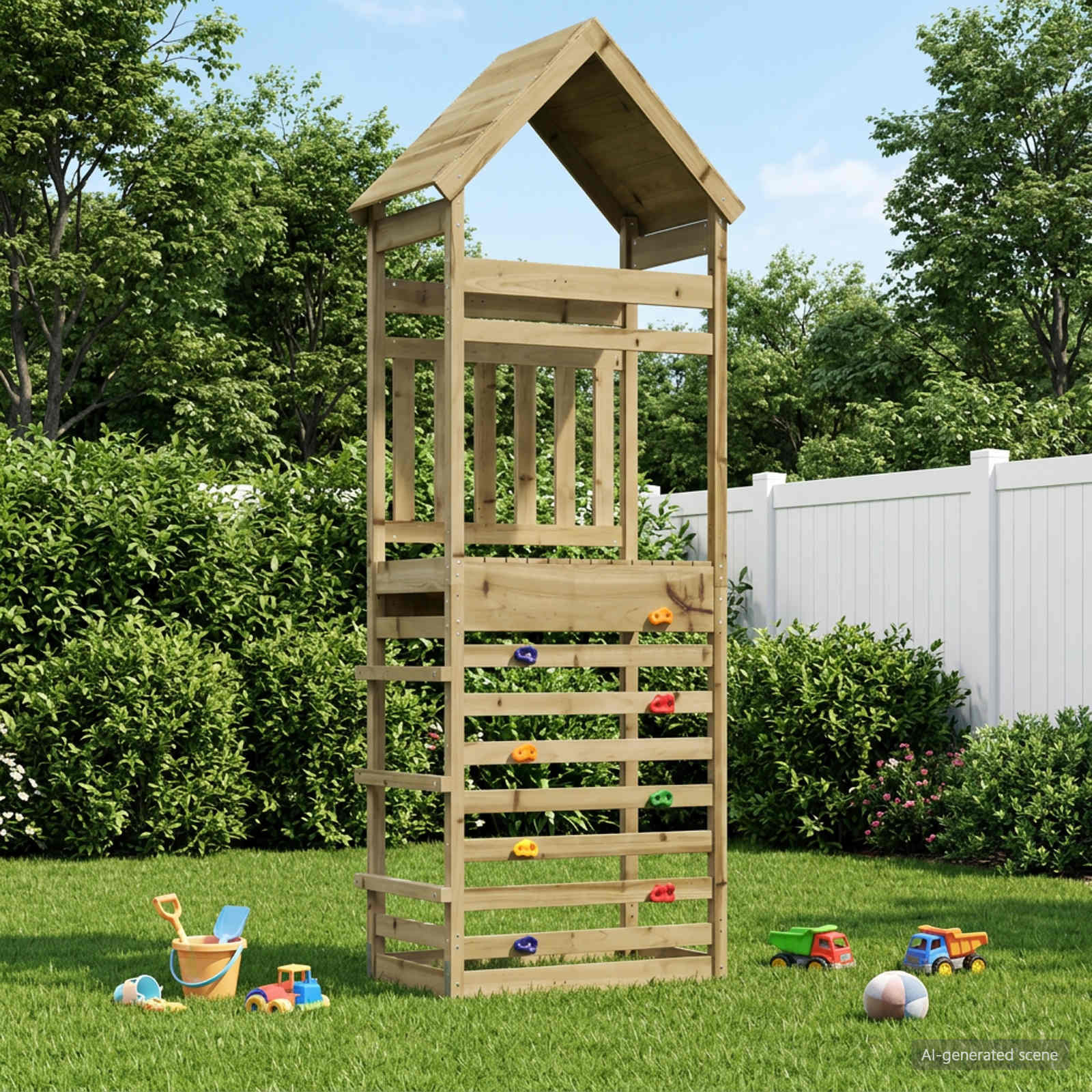 vidaXL Outdoor-Spielturm Natur Massives imprägniertesKiefernholz