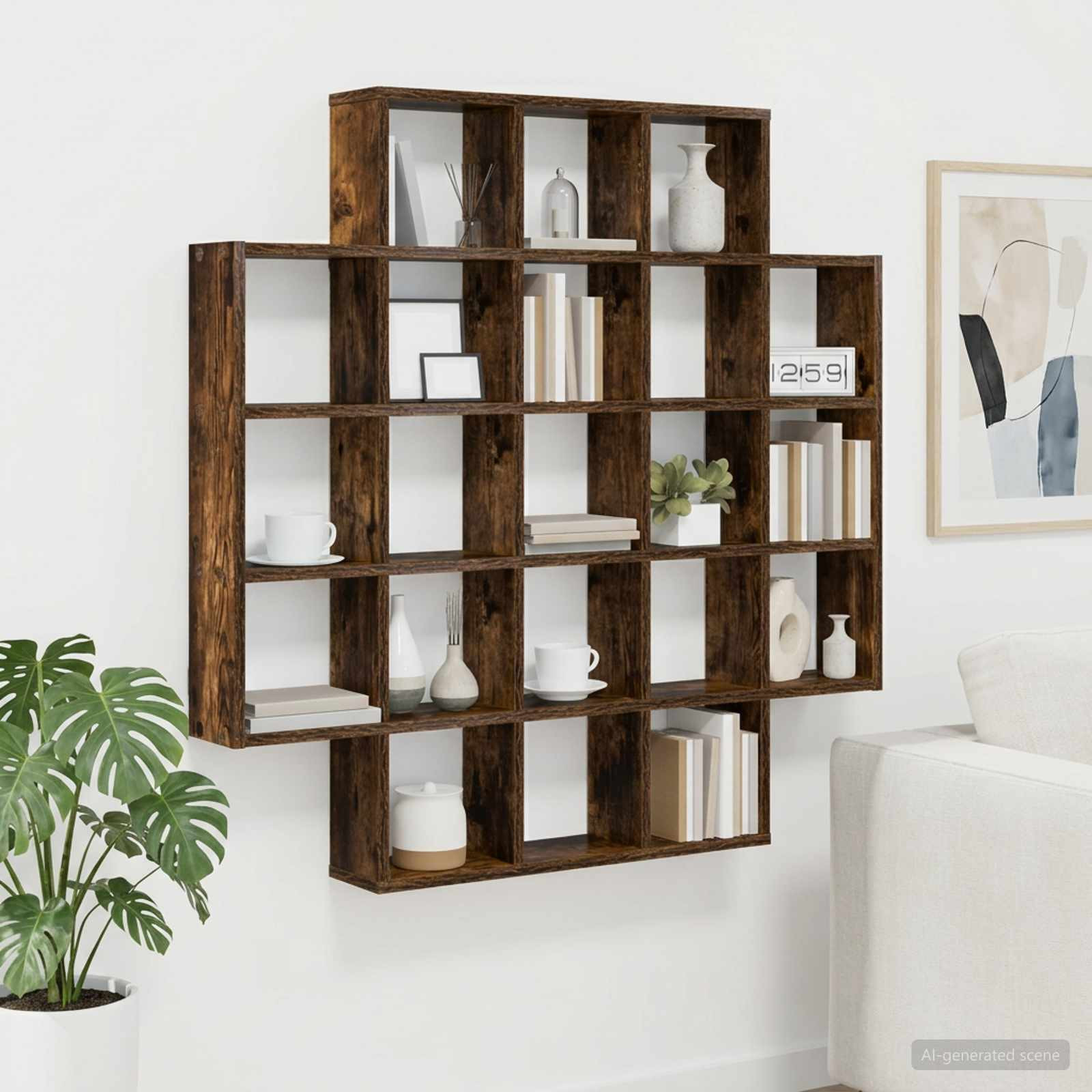 vidaXL Wandregal Raucheiche 100 x 13 x 100 cm Holzwerkstoff